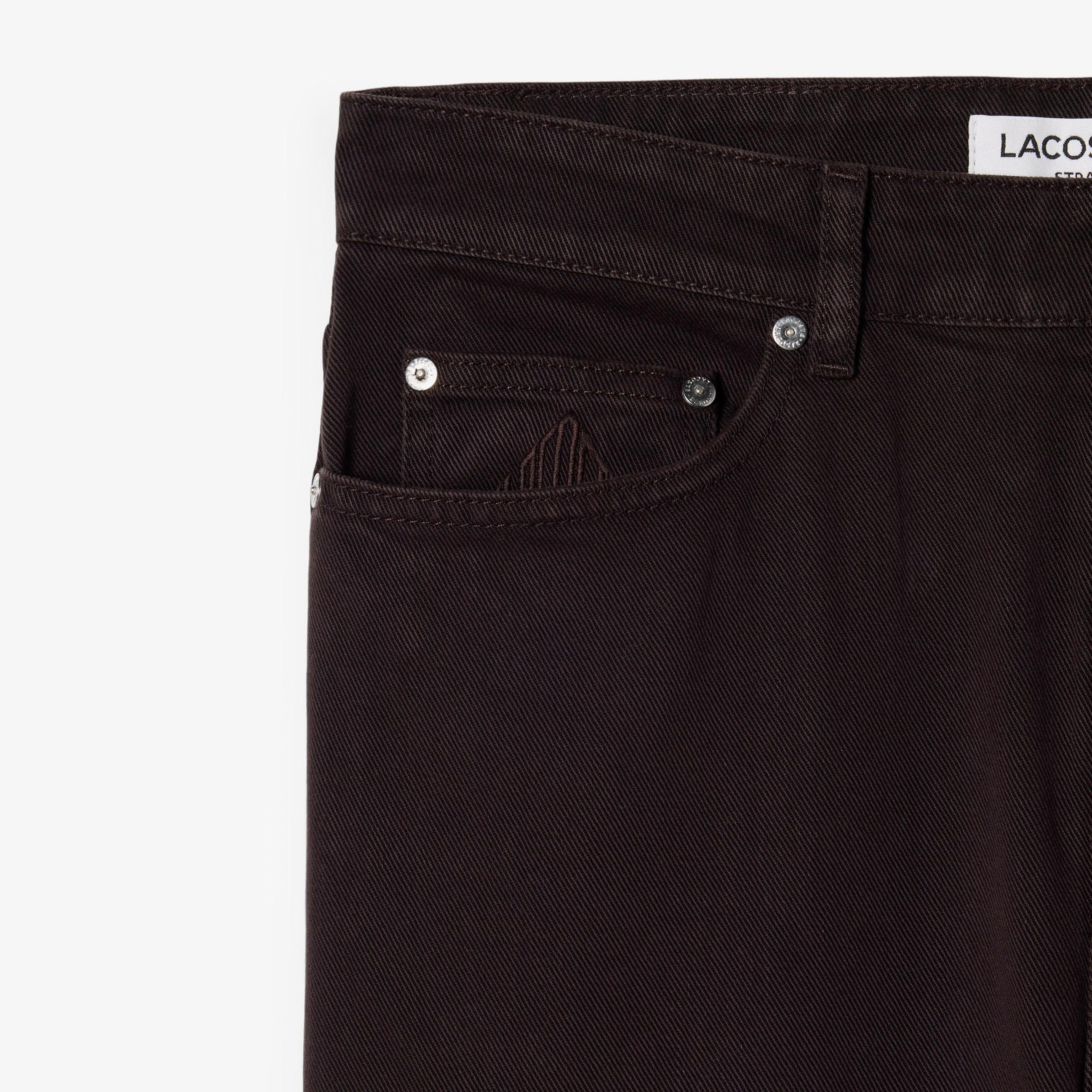 Lacoste Erkek Straight Fit Koyu Kahverengi Jean Pantolon