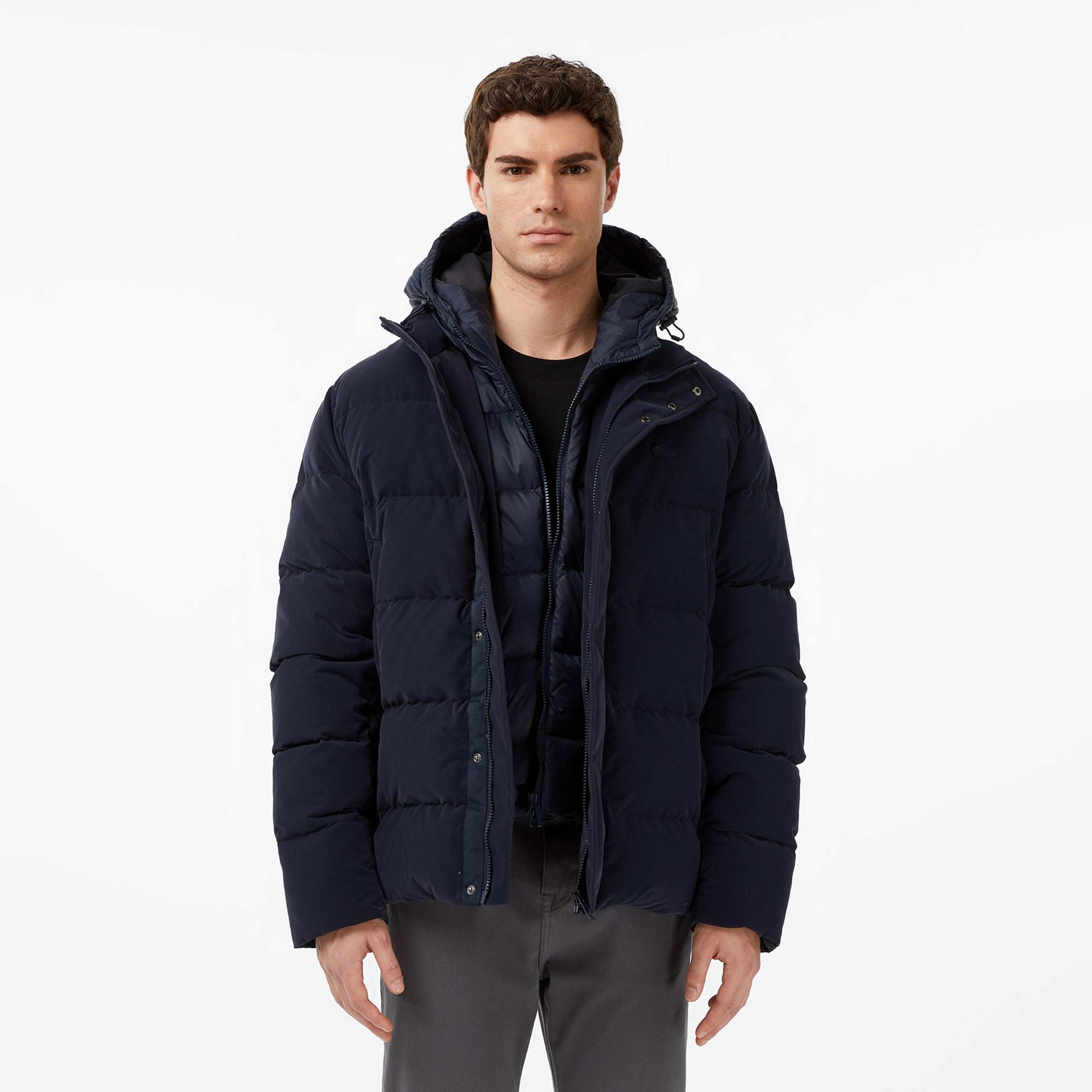 Lacoste Erkek Kapüşonlu Lacivert Mont