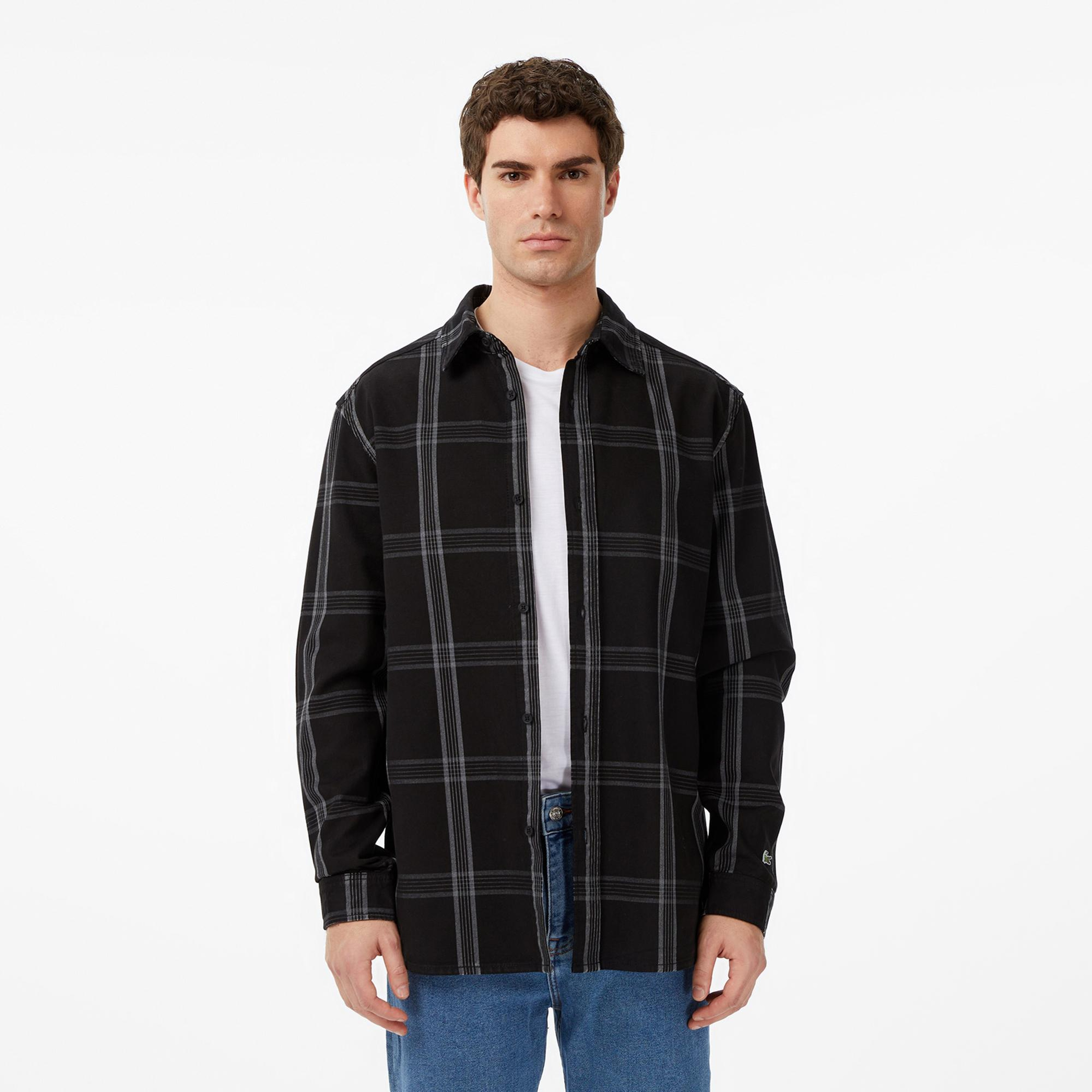 Lacoste Erkek Regular Fit Kareli Siyah Gömlek