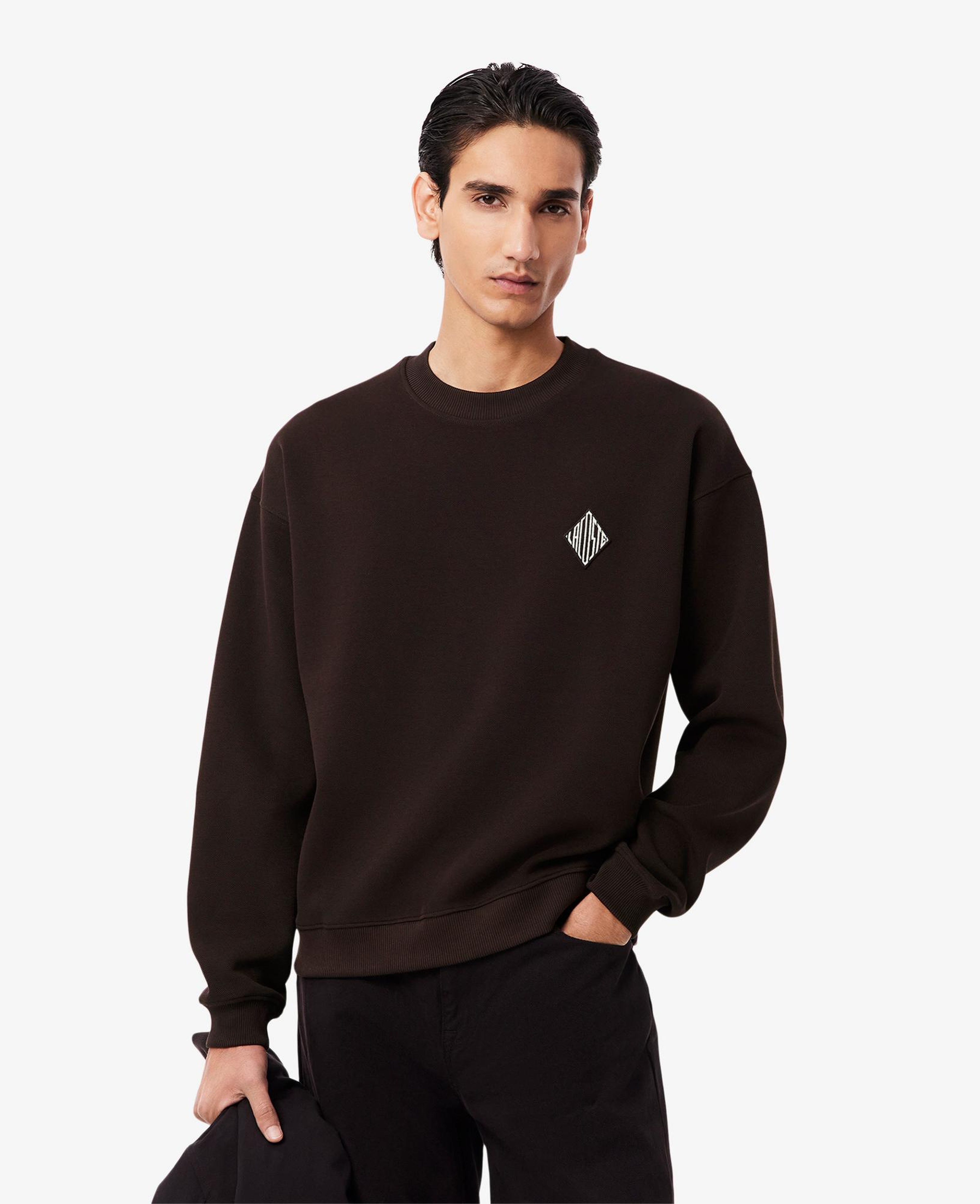Lacoste Erkek Loose Fit Bisiklet Yaka Koyu Kahverengi Sweatshirt