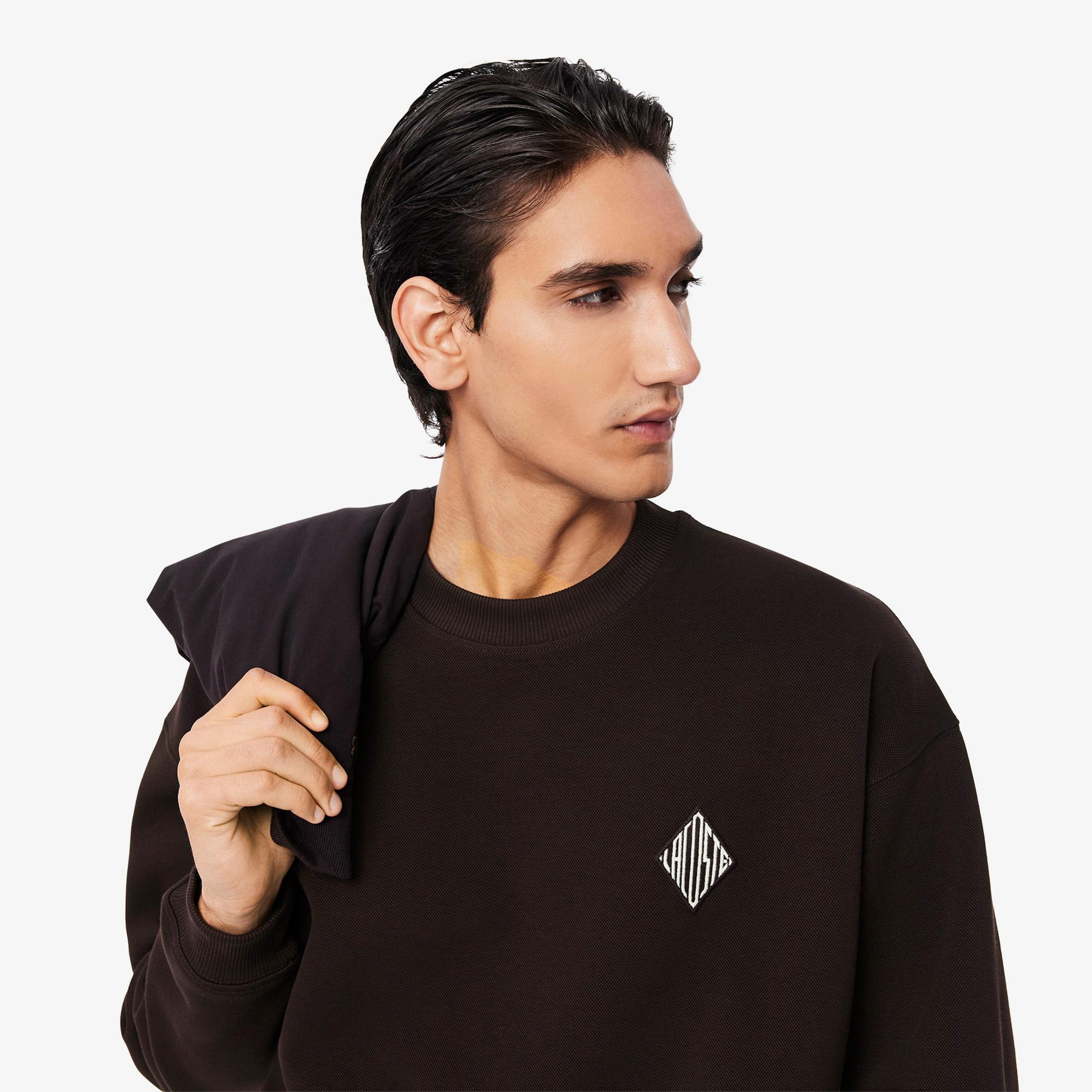 Lacoste Erkek Loose Fit Bisiklet Yaka Koyu Kahverengi Sweatshirt