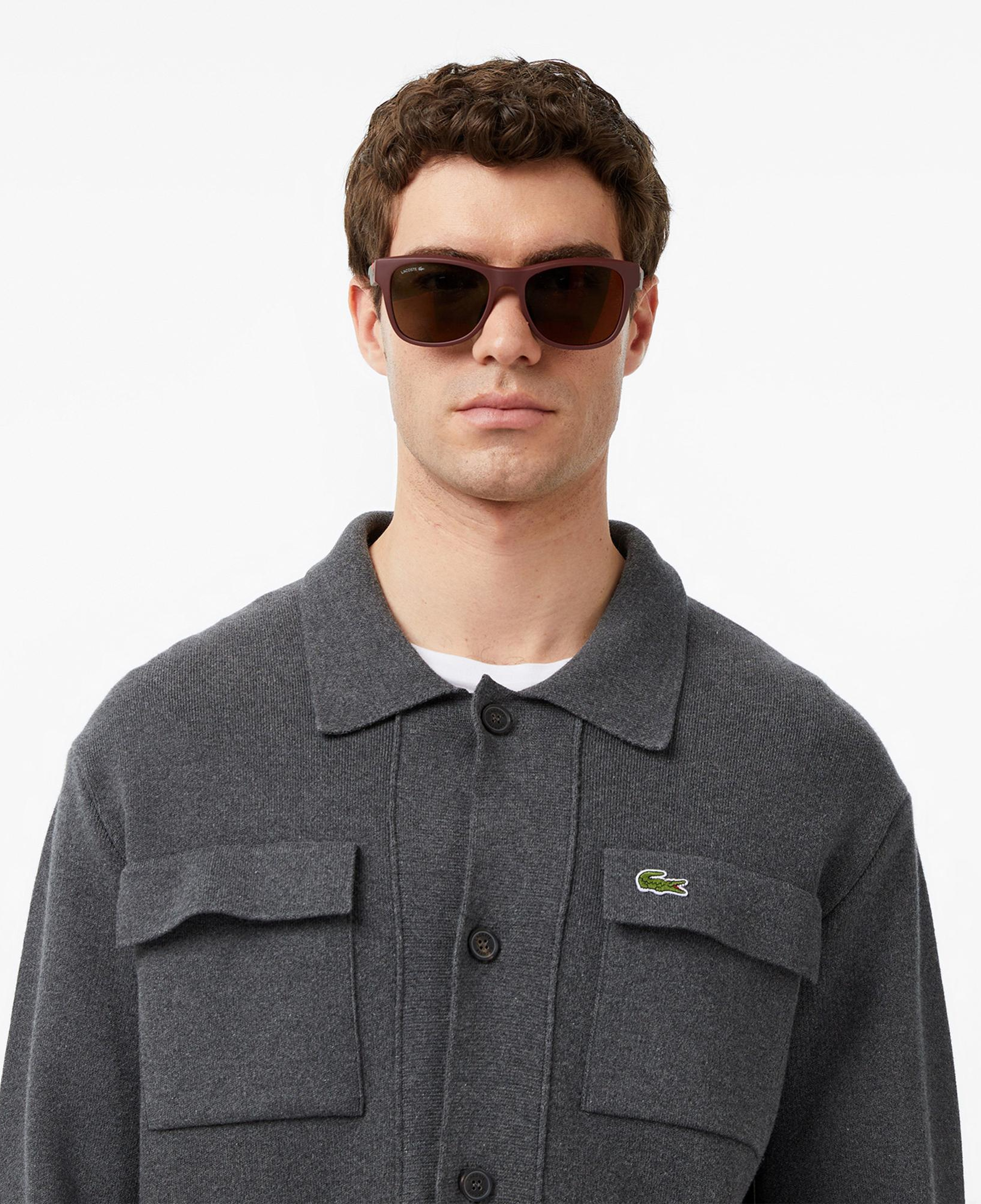 Lacoste Erkek Classic Fit Polo Yaka Gri Hırka