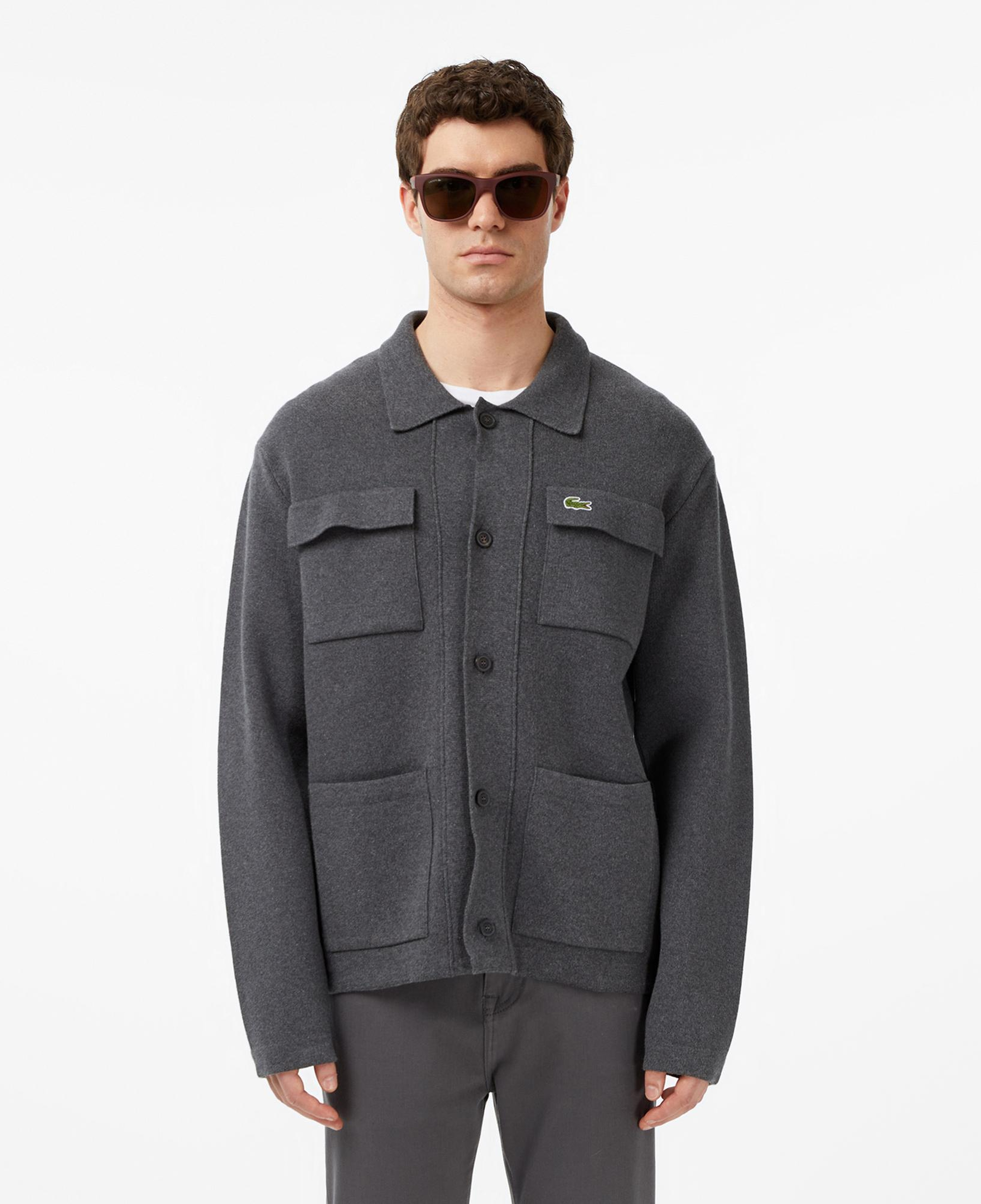 Lacoste Erkek Classic Fit Polo Yaka Gri Hırka