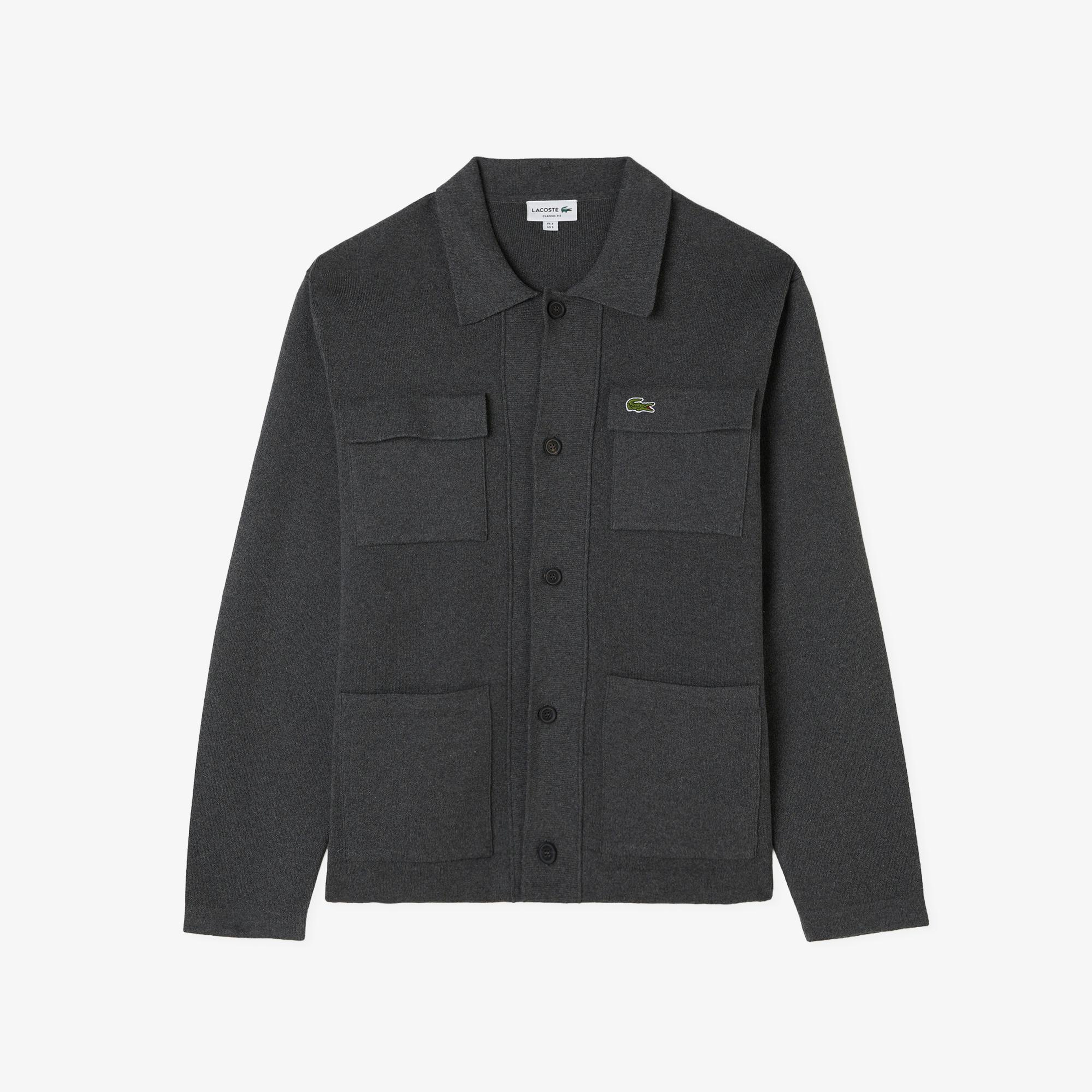 Lacoste Erkek Classic Fit Polo Yaka Gri Hırka