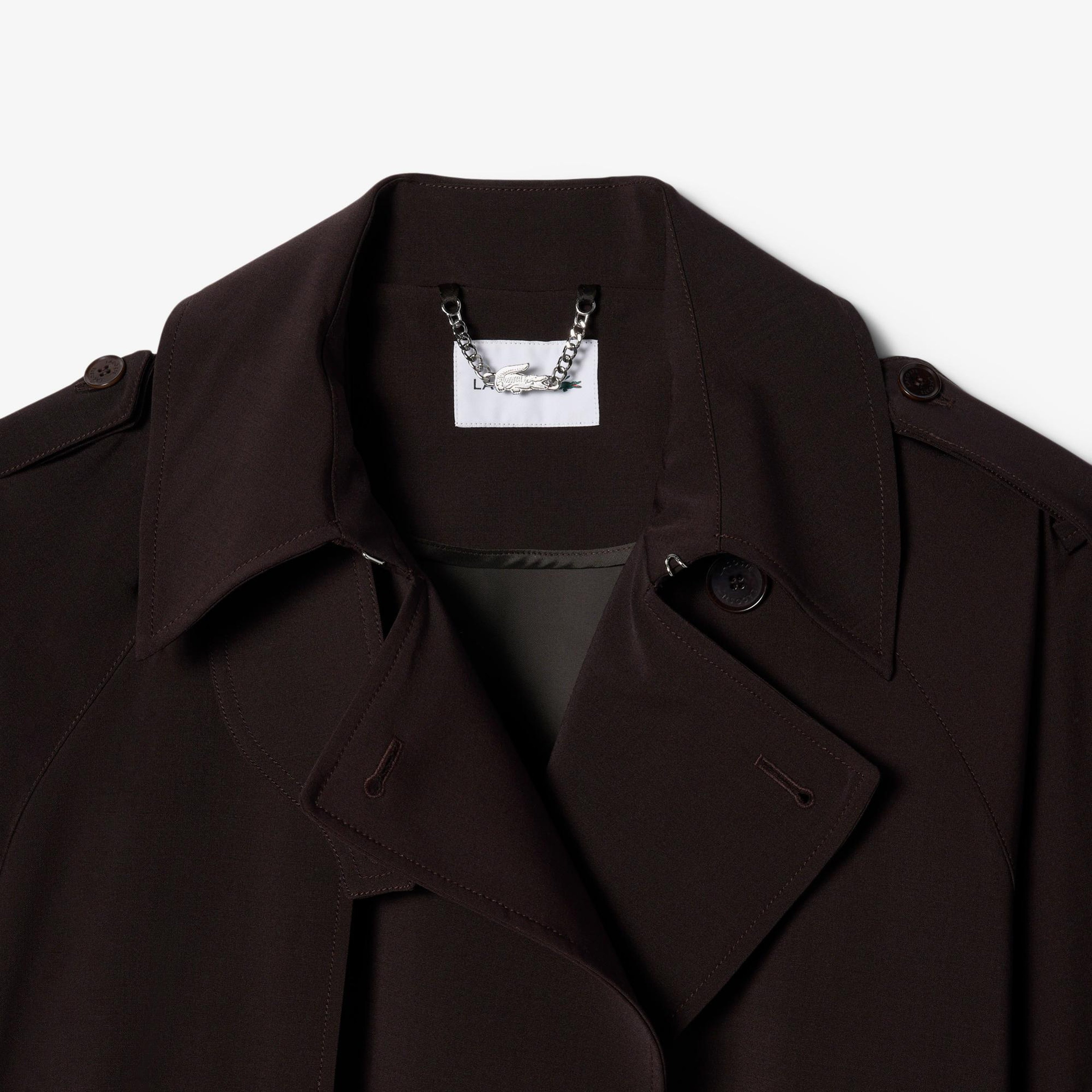 Lacoste Kadın Oversize Fit Koyu Kahverengi Trençkot