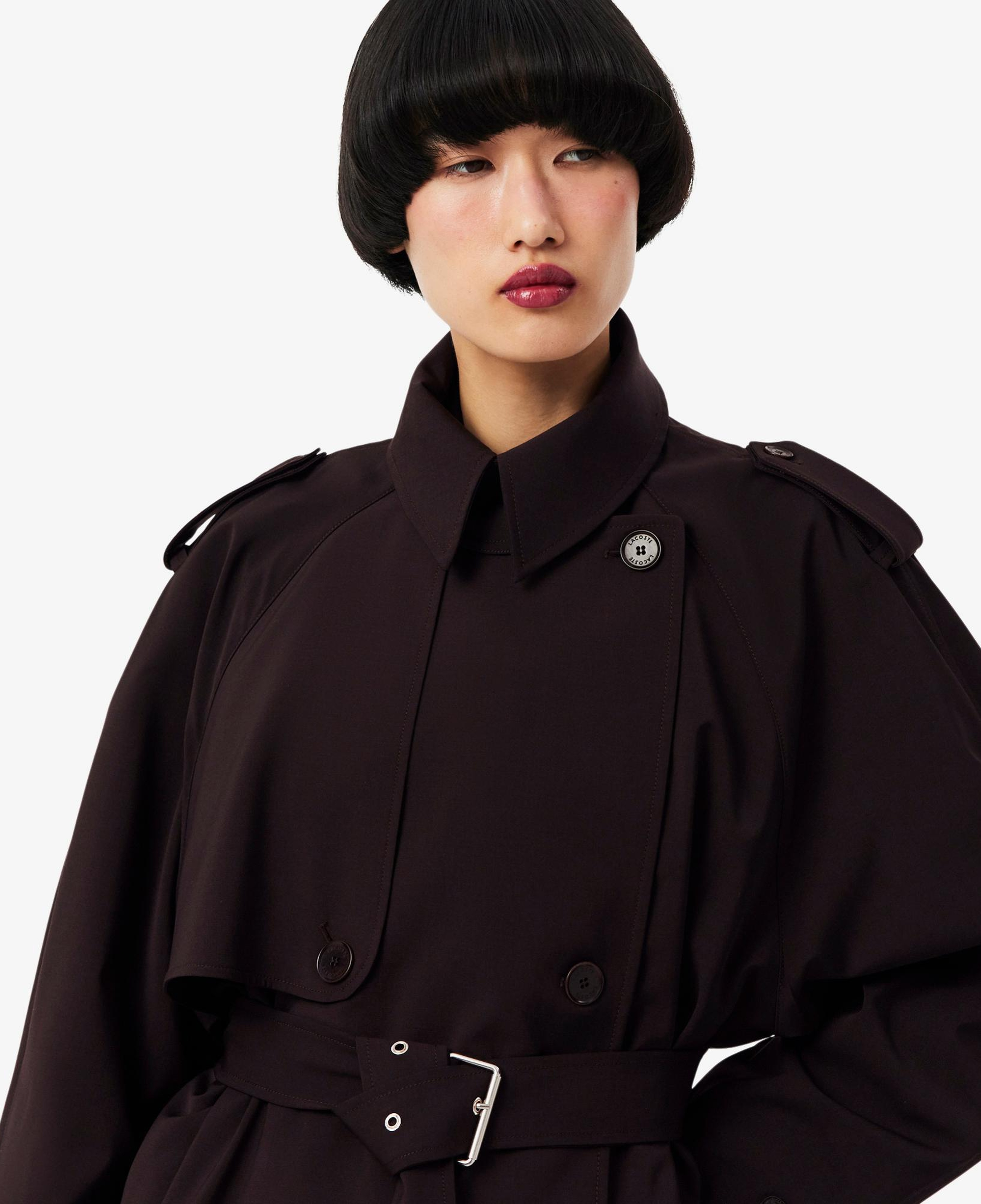 Lacoste Kadın Oversize Fit Koyu Kahverengi Trençkot