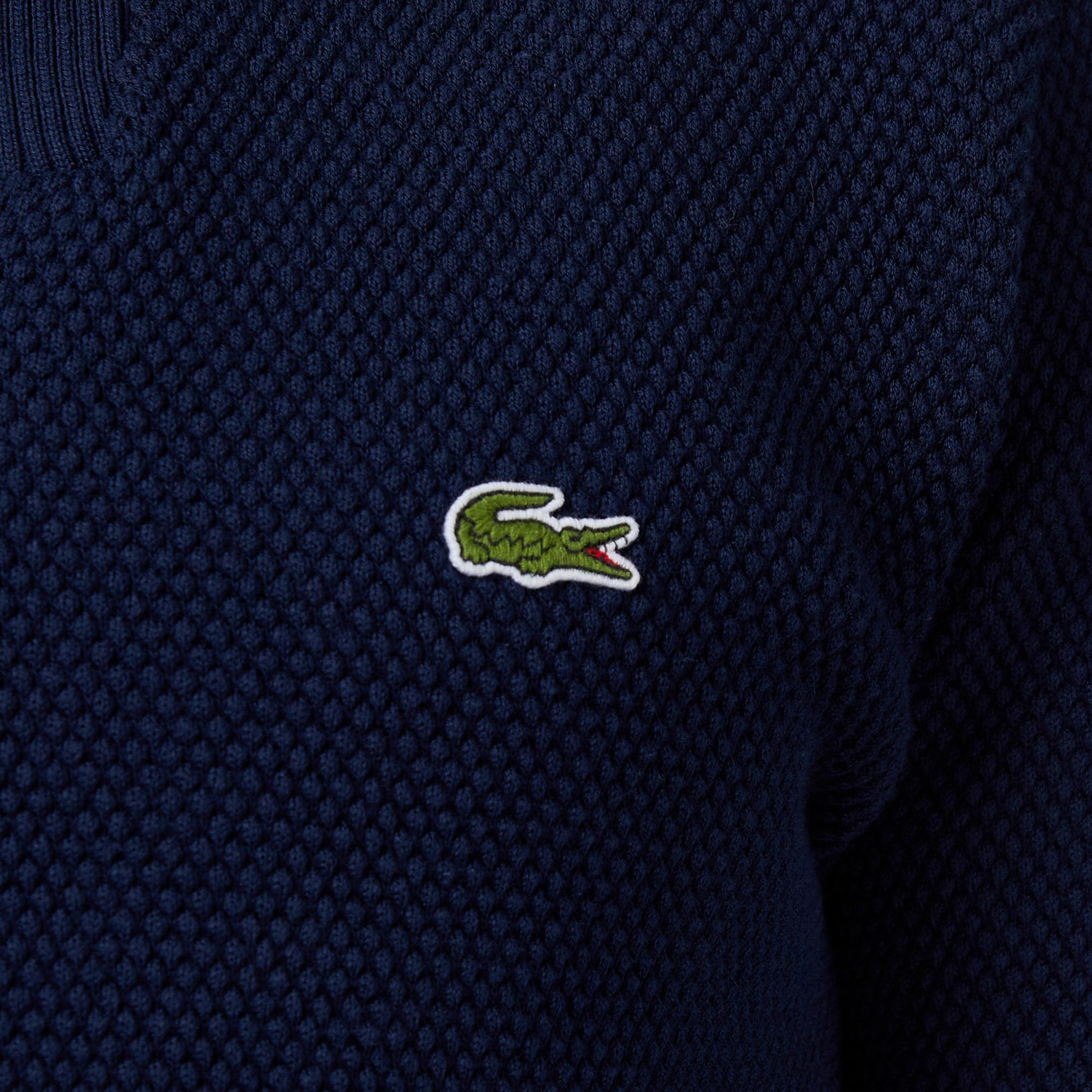 Lacoste Erkek Classic Fit Yarım Fermuarlı Lacivert Kazak