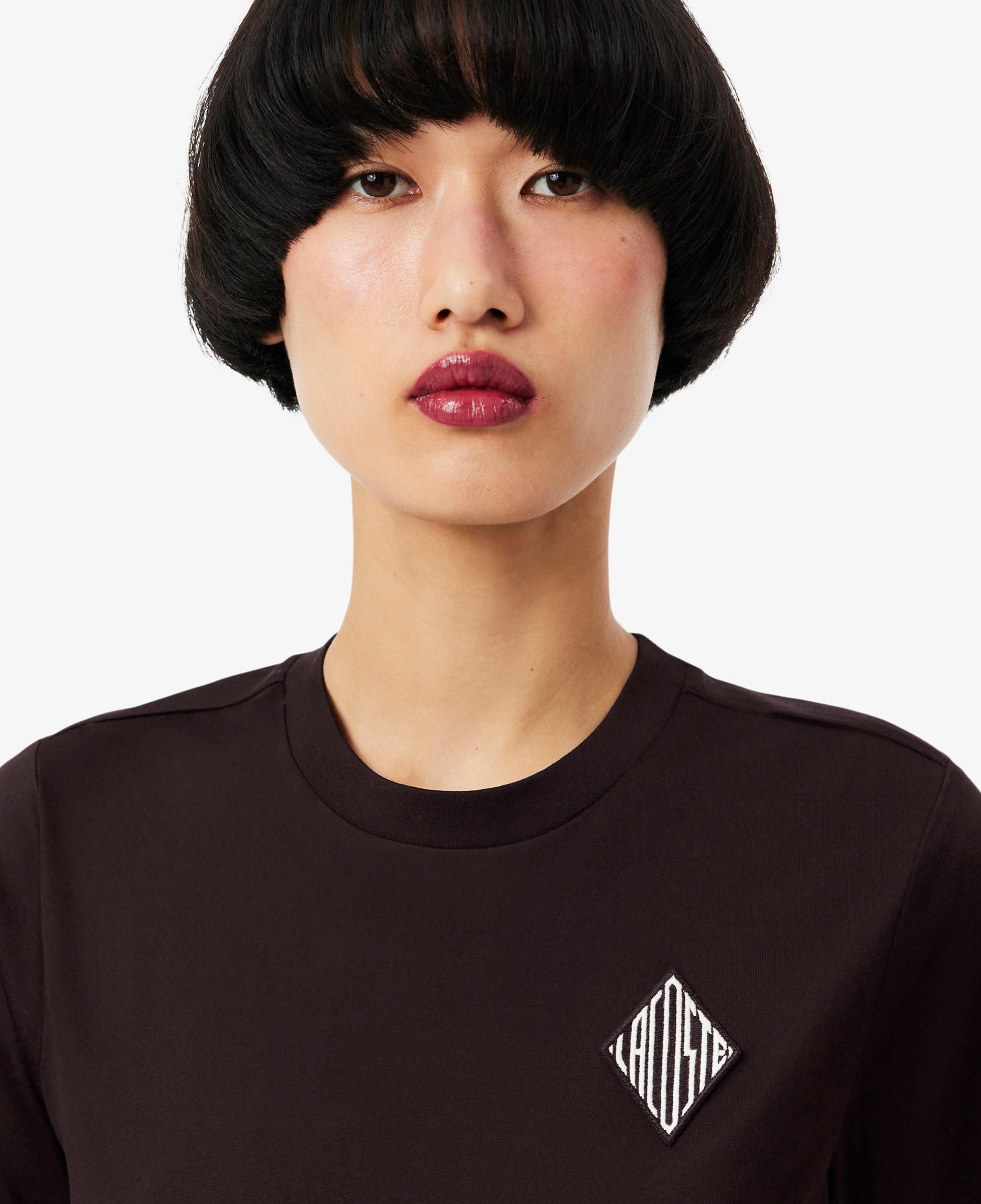 Lacoste Kadın Regular Fit Bisiklet Yaka Koyu Kahverengi T-Shirt