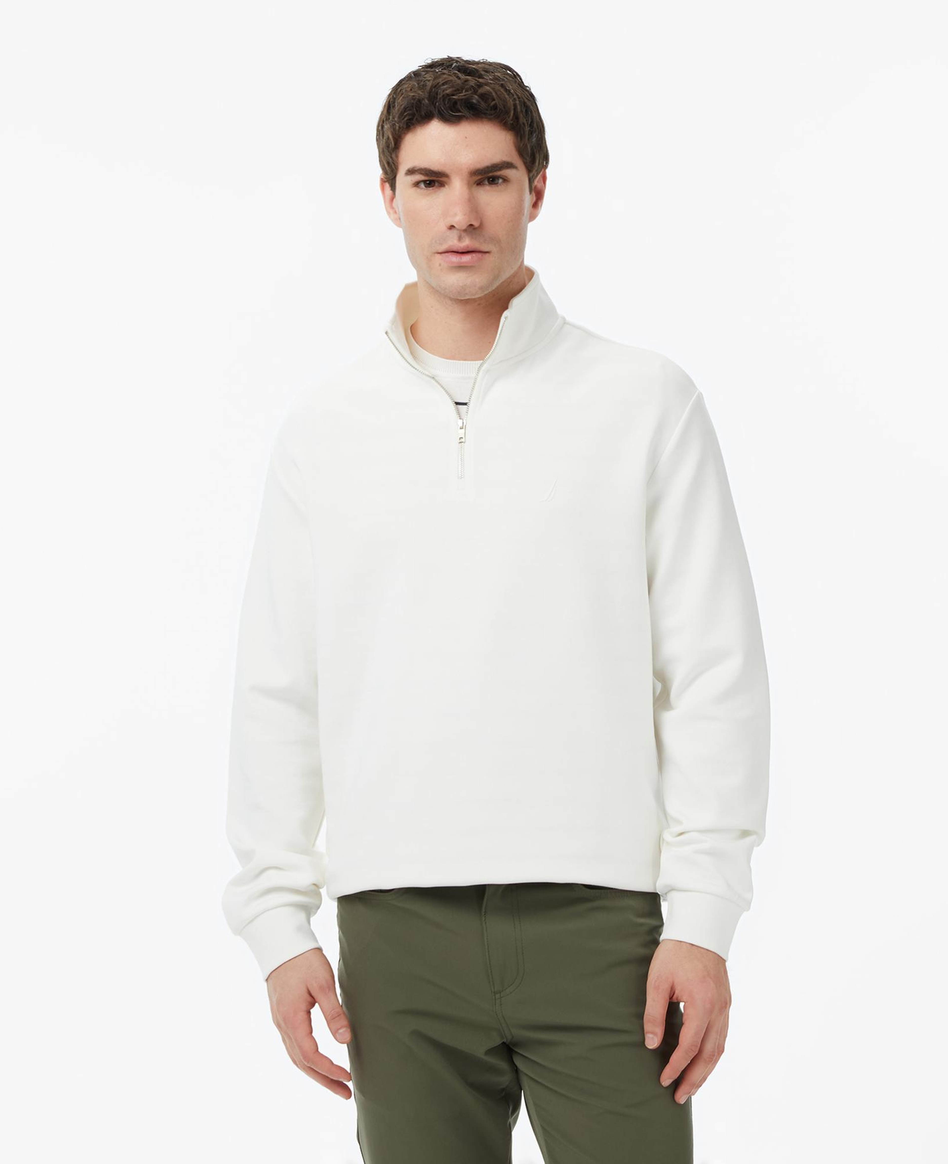 Nautica Erkek Krem Regular Fit Dik Yaka Sweatshirt