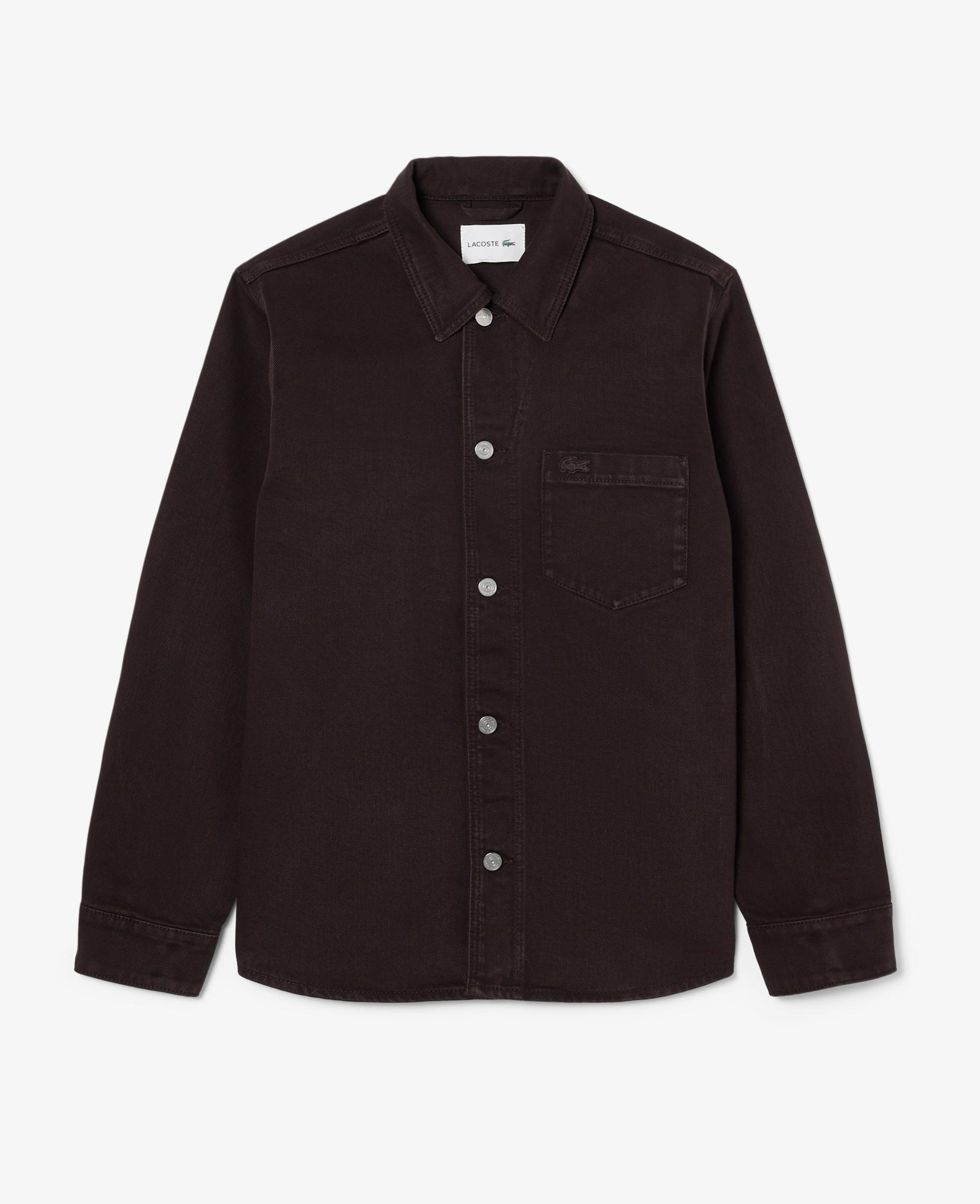 Lacoste Erkek Oversize Fit Denim Koyu Kahverengi Dış Gömlek