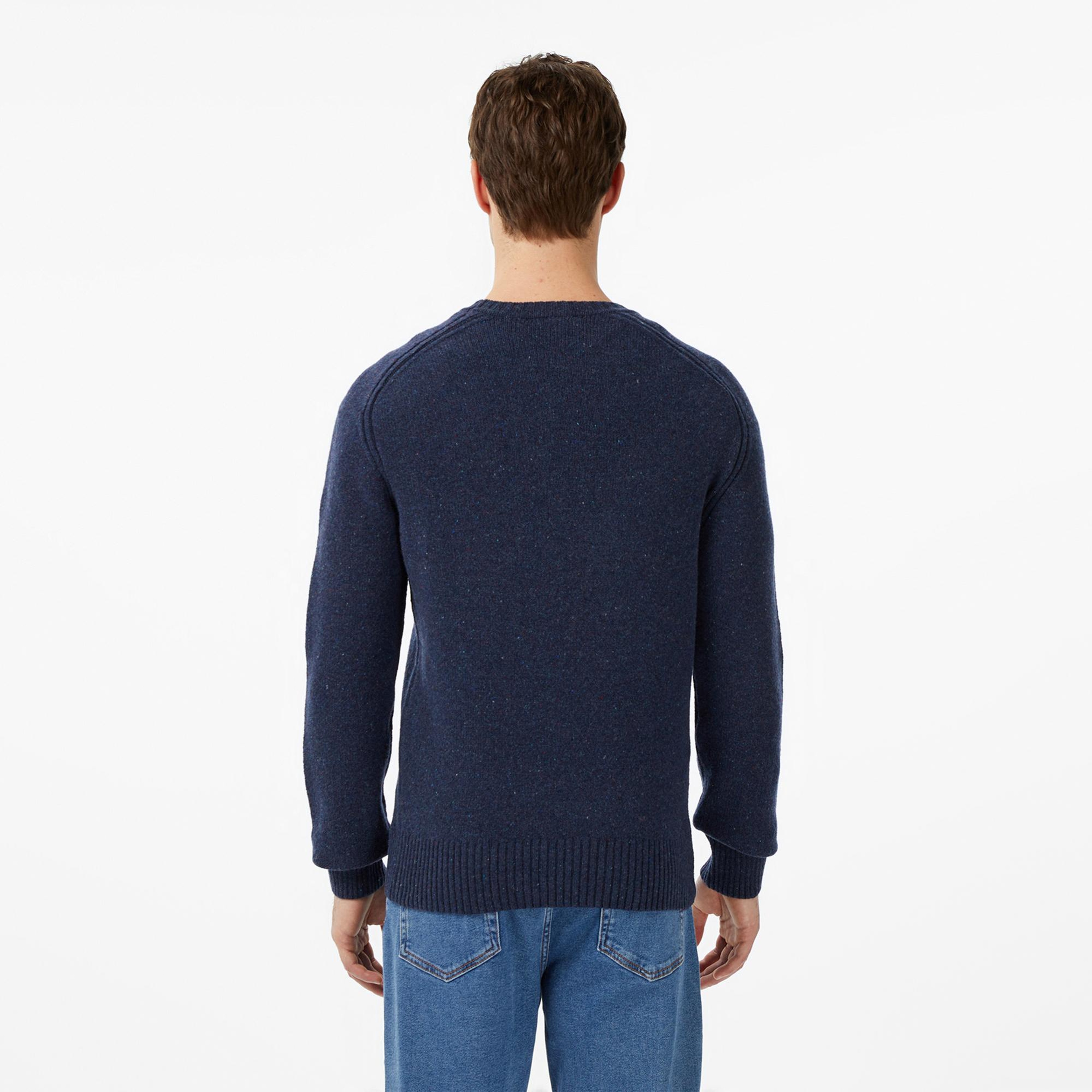 Lacoste Erkek Classic Fit Bisiklet Yaka Yün Lacivert Kazak