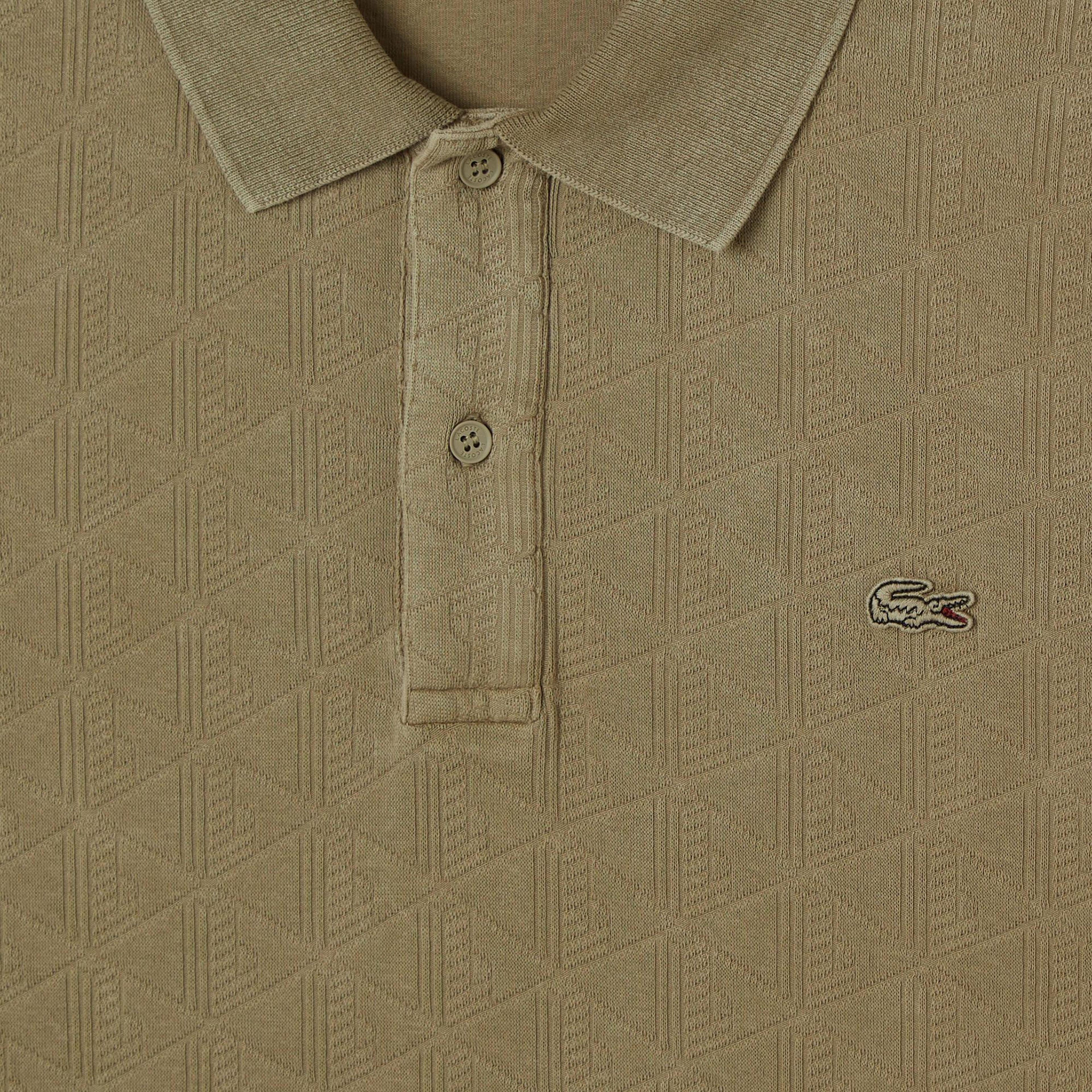 Lacoste Erkek Regular Fit Uzun Kollu Monogram Haki Polo