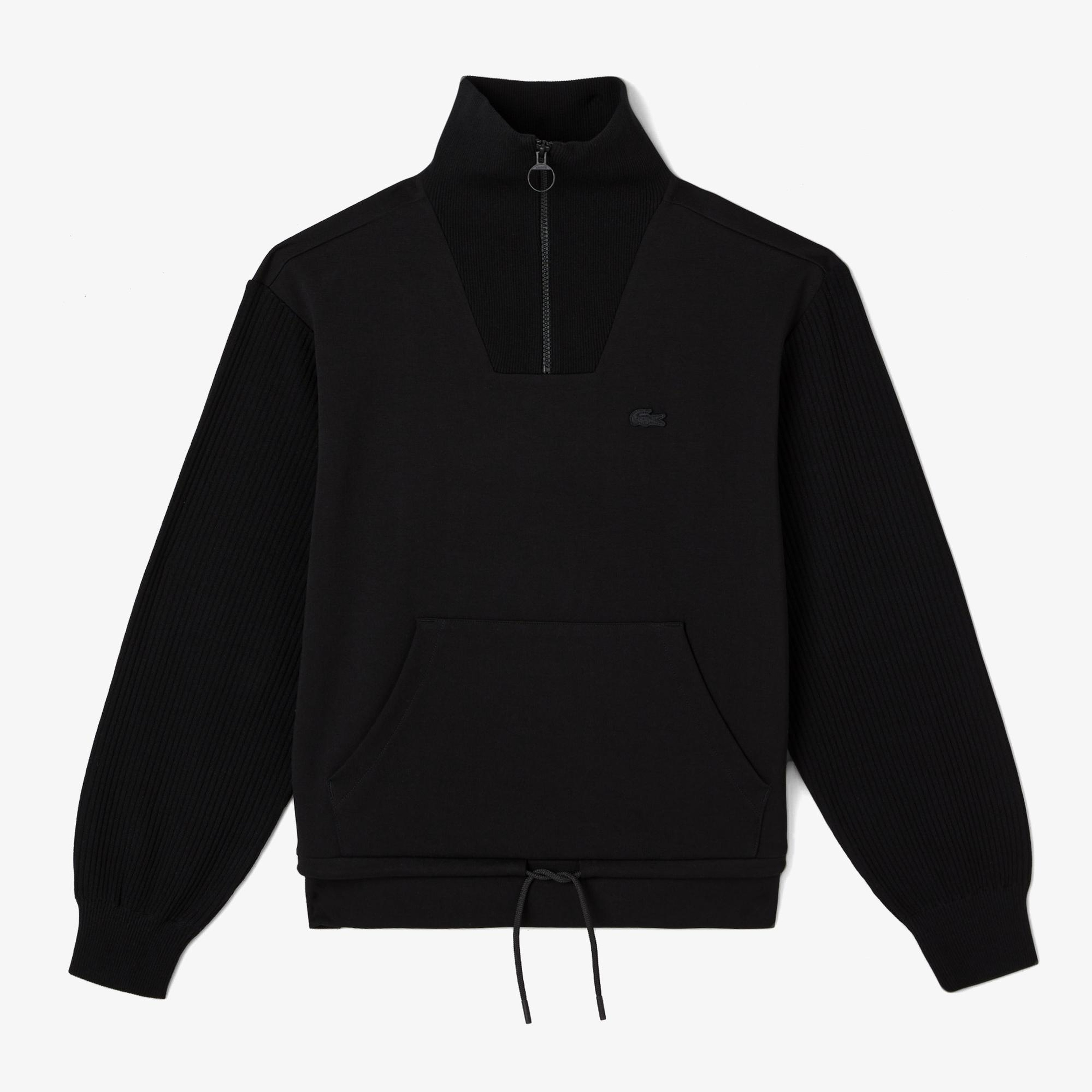 Lacoste Kadın Relaxed Fit Yarım Fermuarlı Siyah Sweatshirt