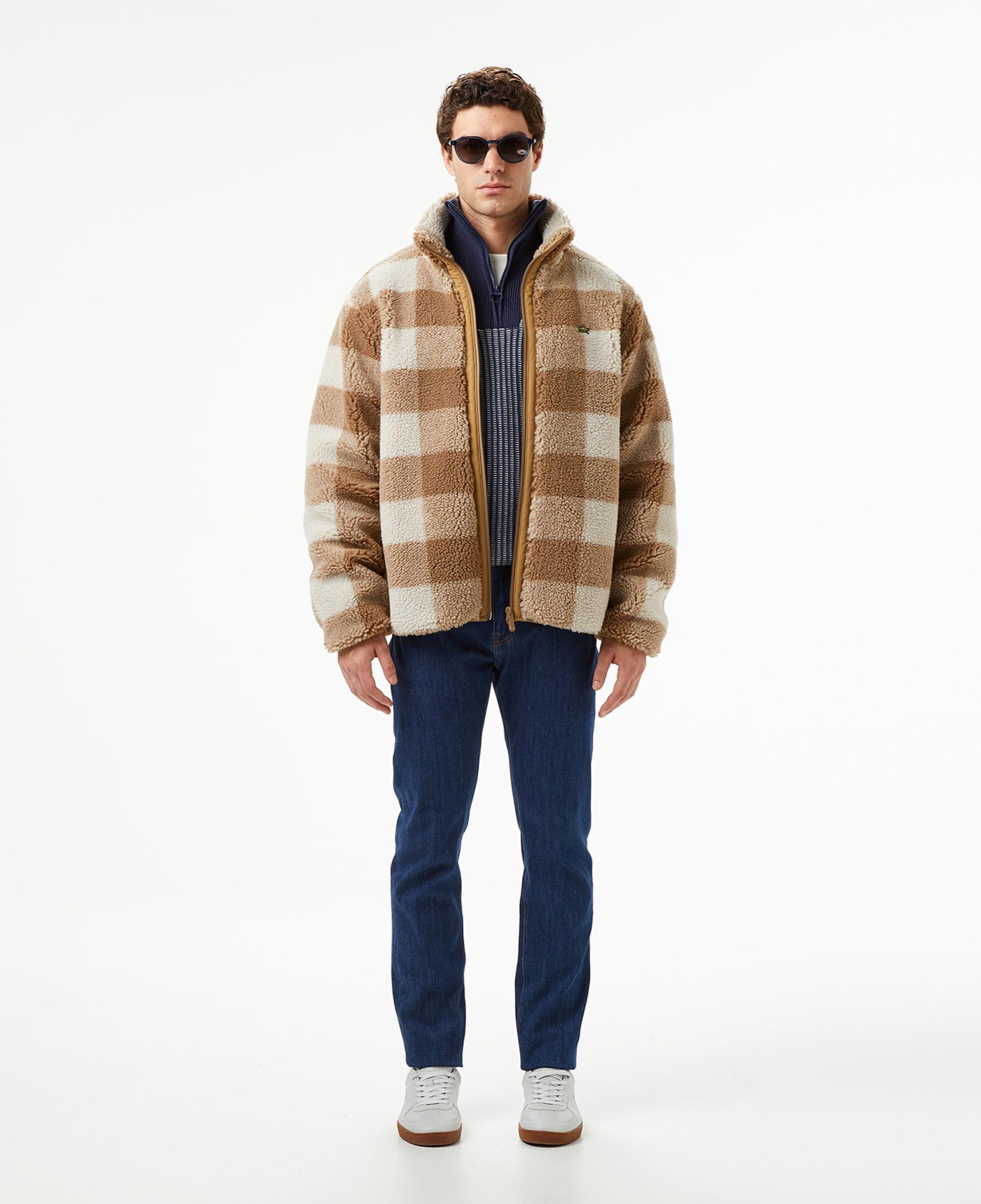 Lacoste Erkek Dik Yaka Ekose Bej Mont