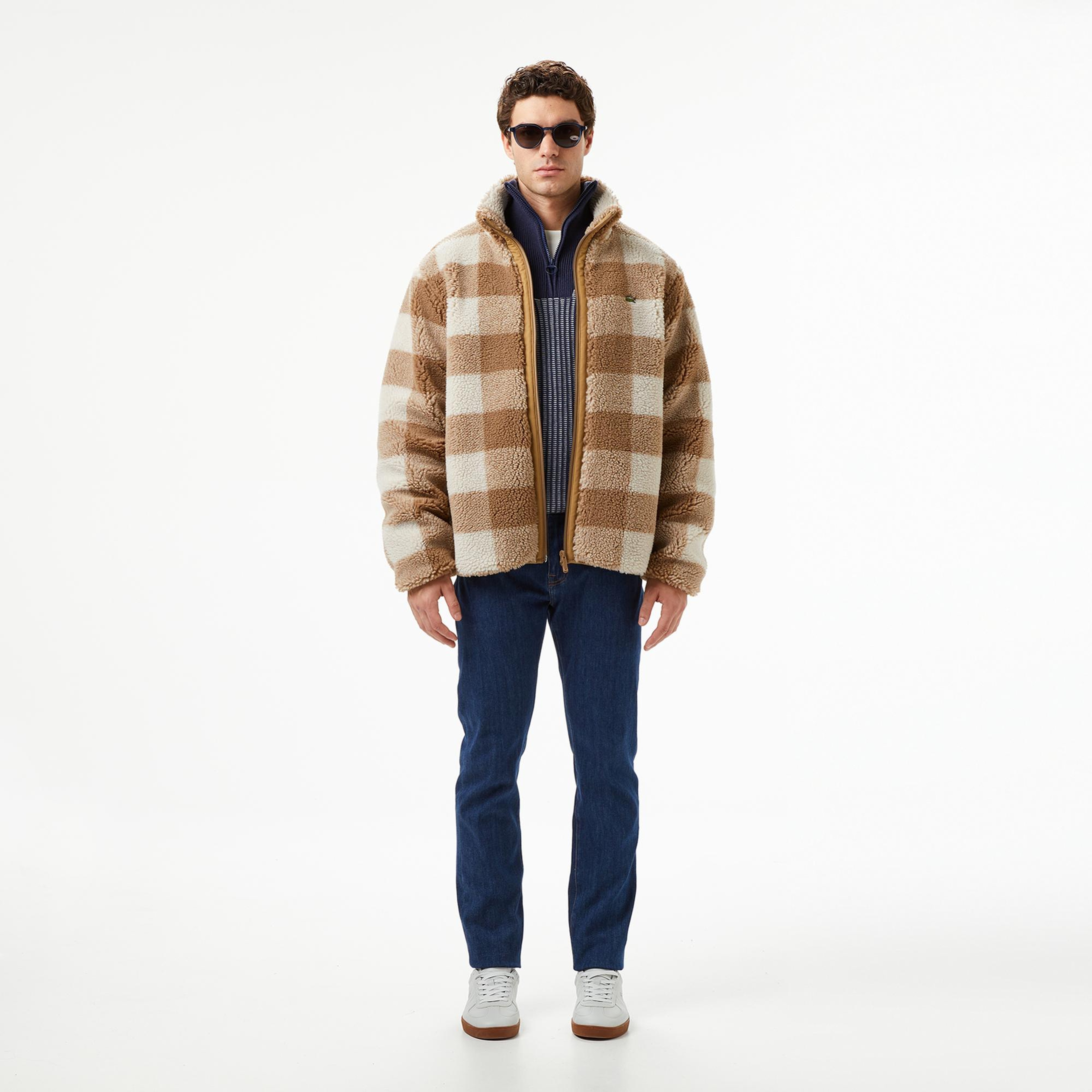 Lacoste Erkek Dik Yaka Ekose Bej Mont