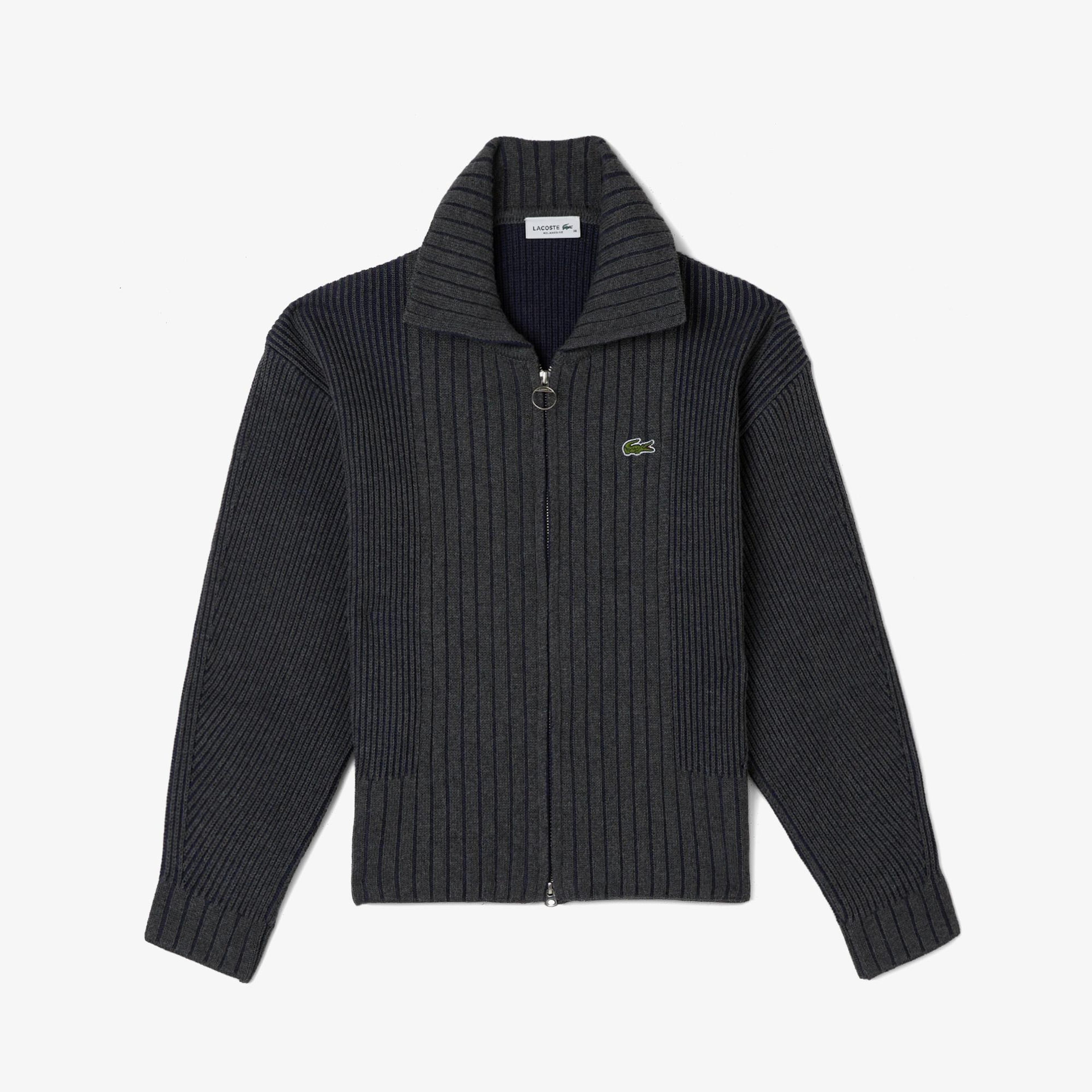 Lacoste Kadın Relaxed Fit Fermuarlı Gri Hırka