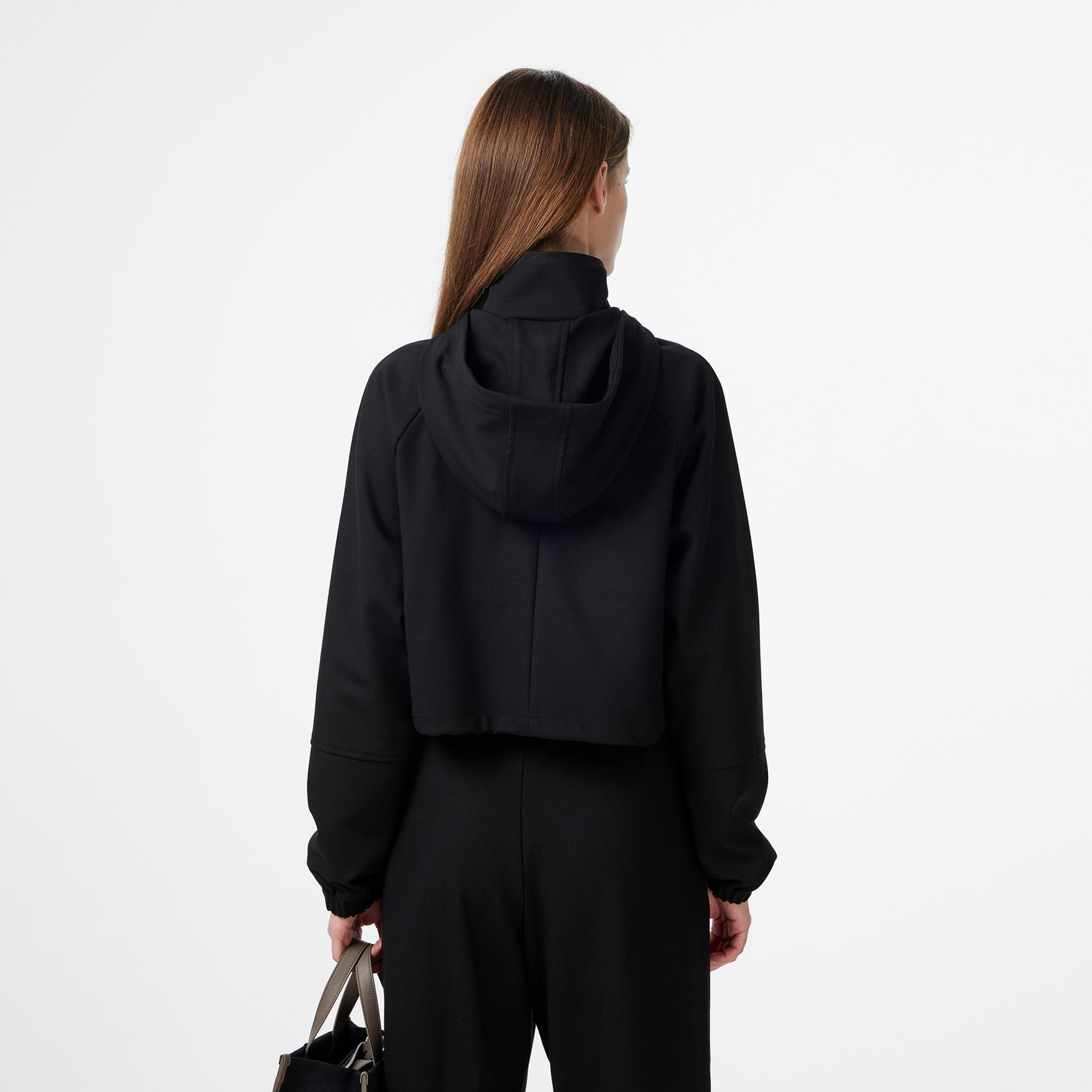 Lacoste Kadın Regular Fit Kapüşonlu Siyah Dış Gömlek