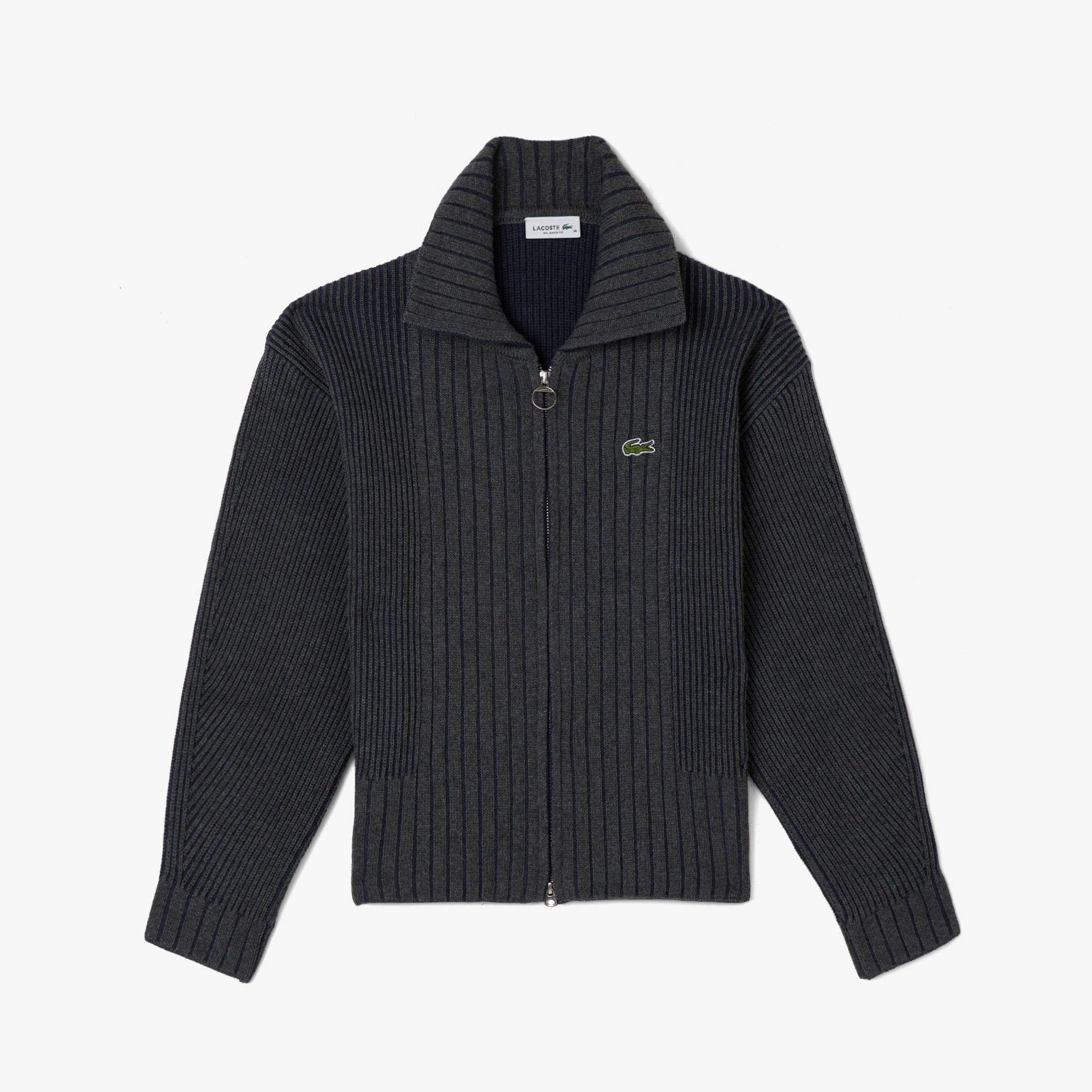 Lacoste Kadın Relaxed Fit Fermuarlı Gri Hırka