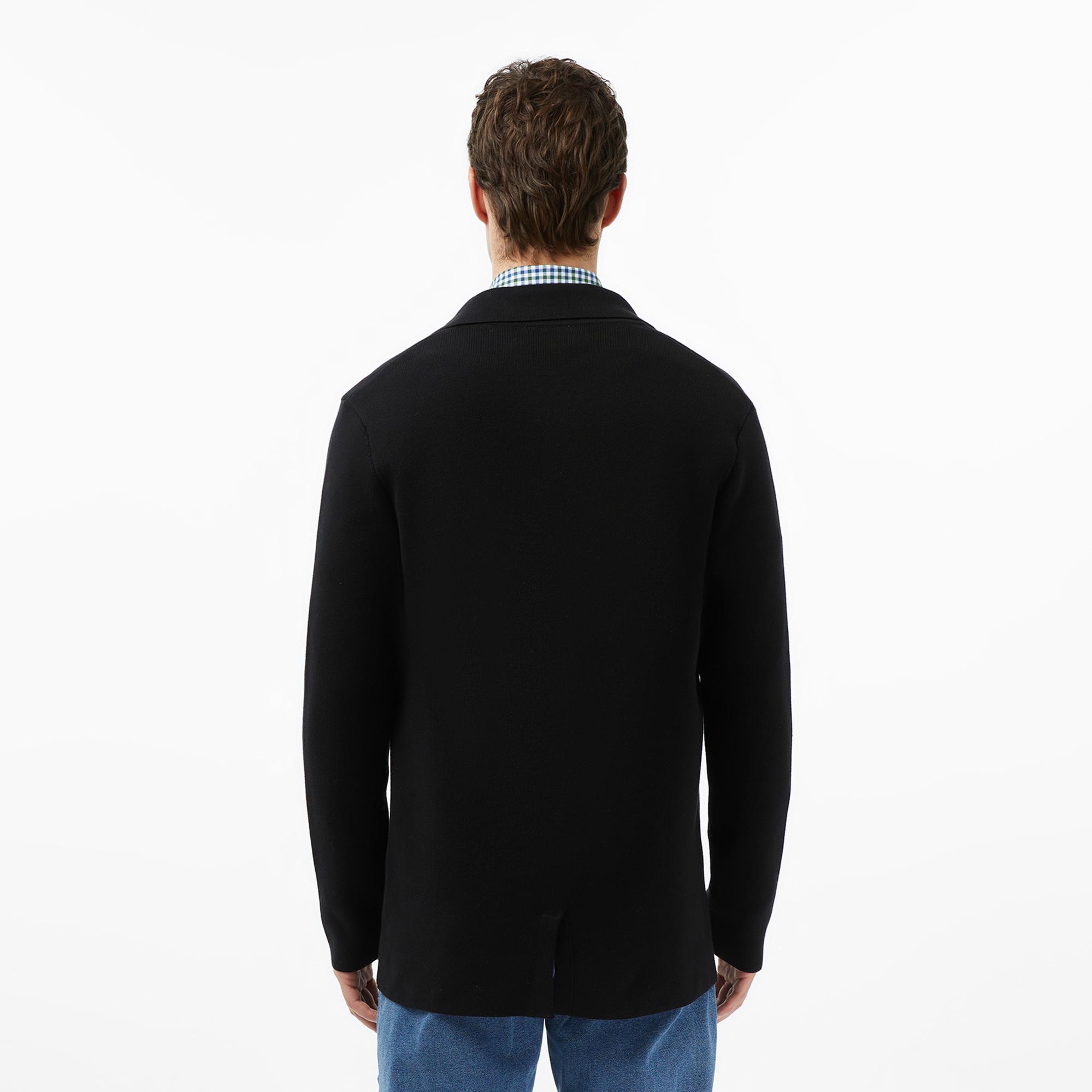 Lacoste Erkek Classic Fit V Yaka Siyah Hırka