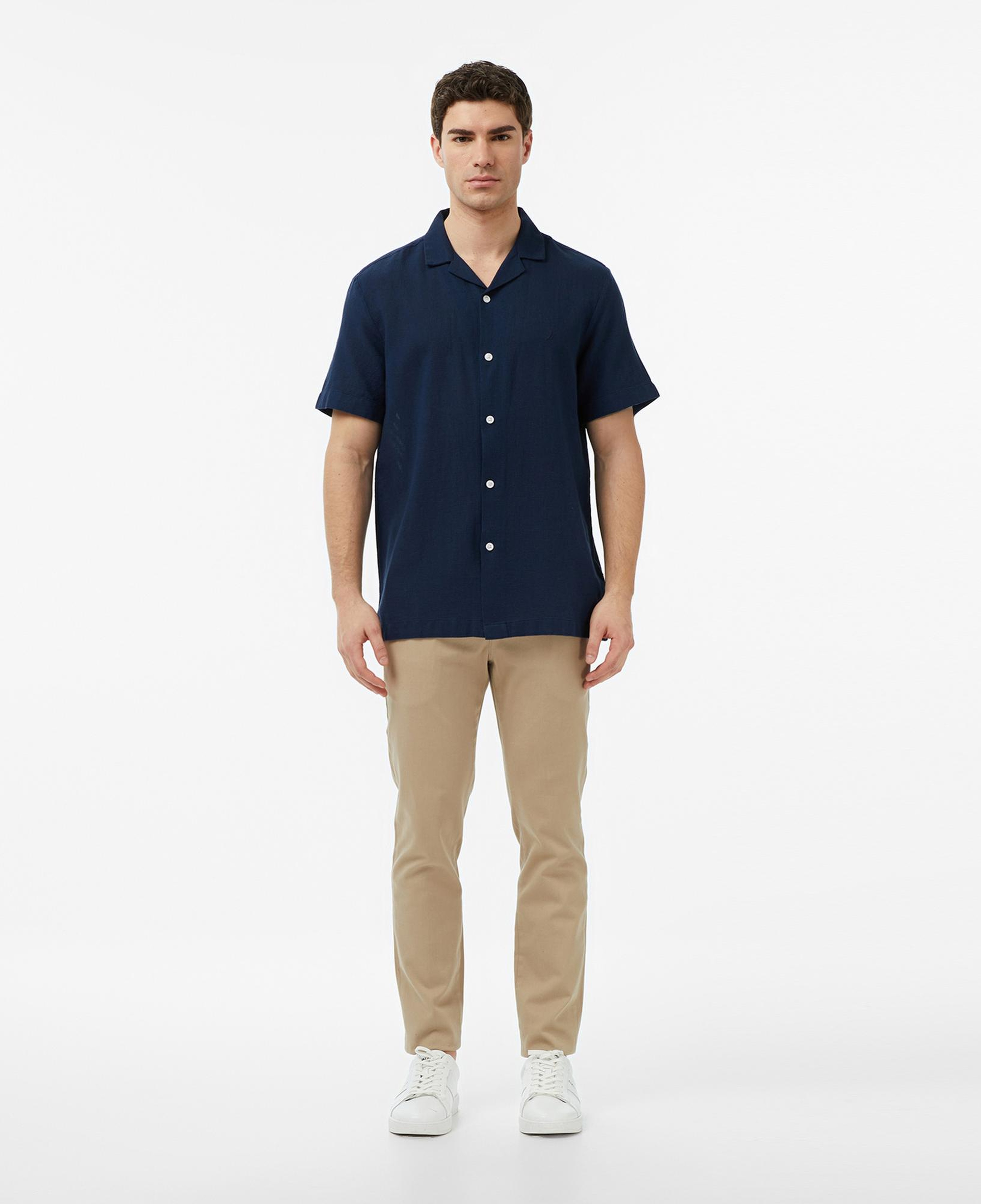 Nautica Erkek Lacivert Regular Fit Kısa Kollu Gömlek