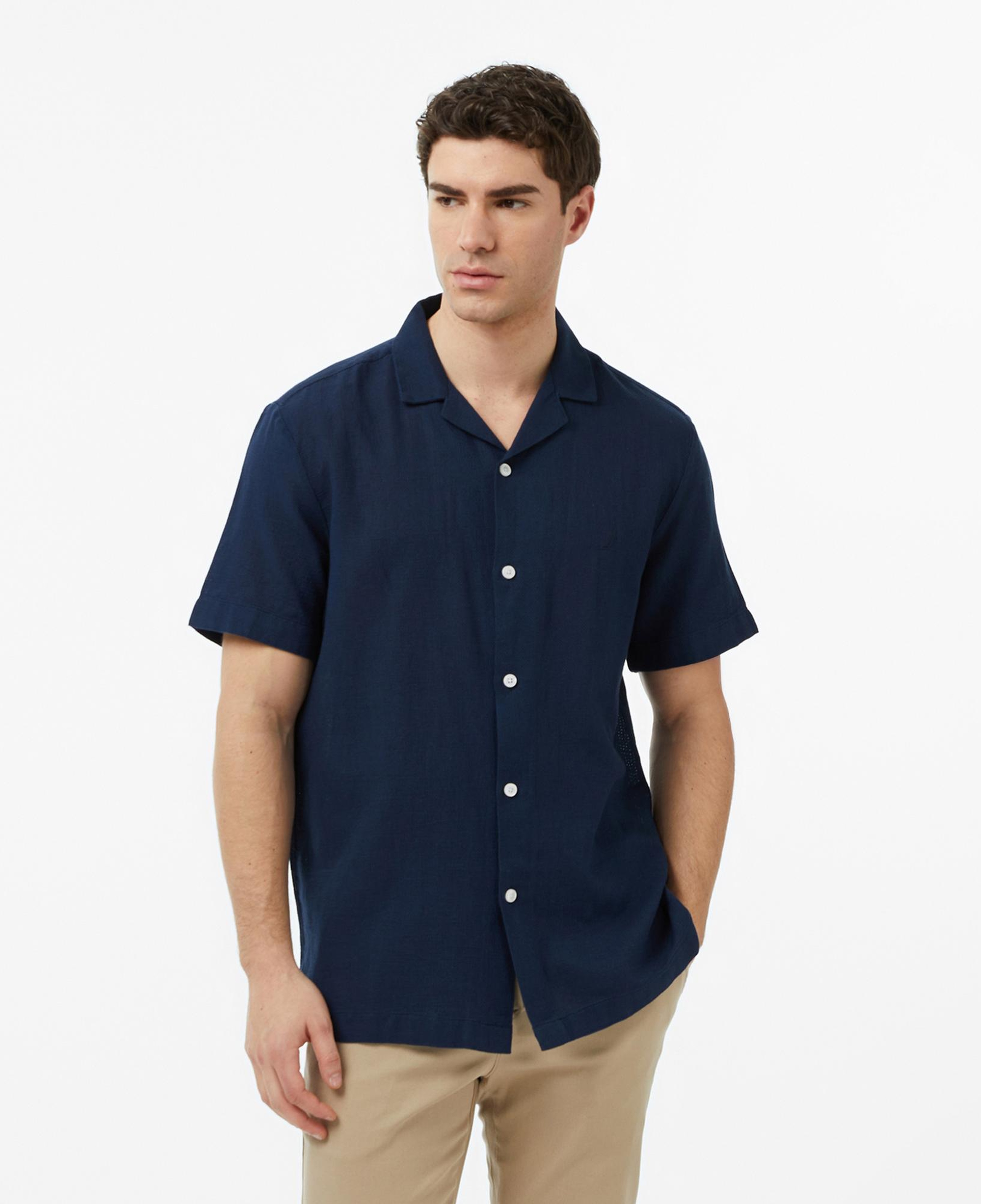 Nautica Erkek Lacivert Regular Fit Kısa Kollu Gömlek