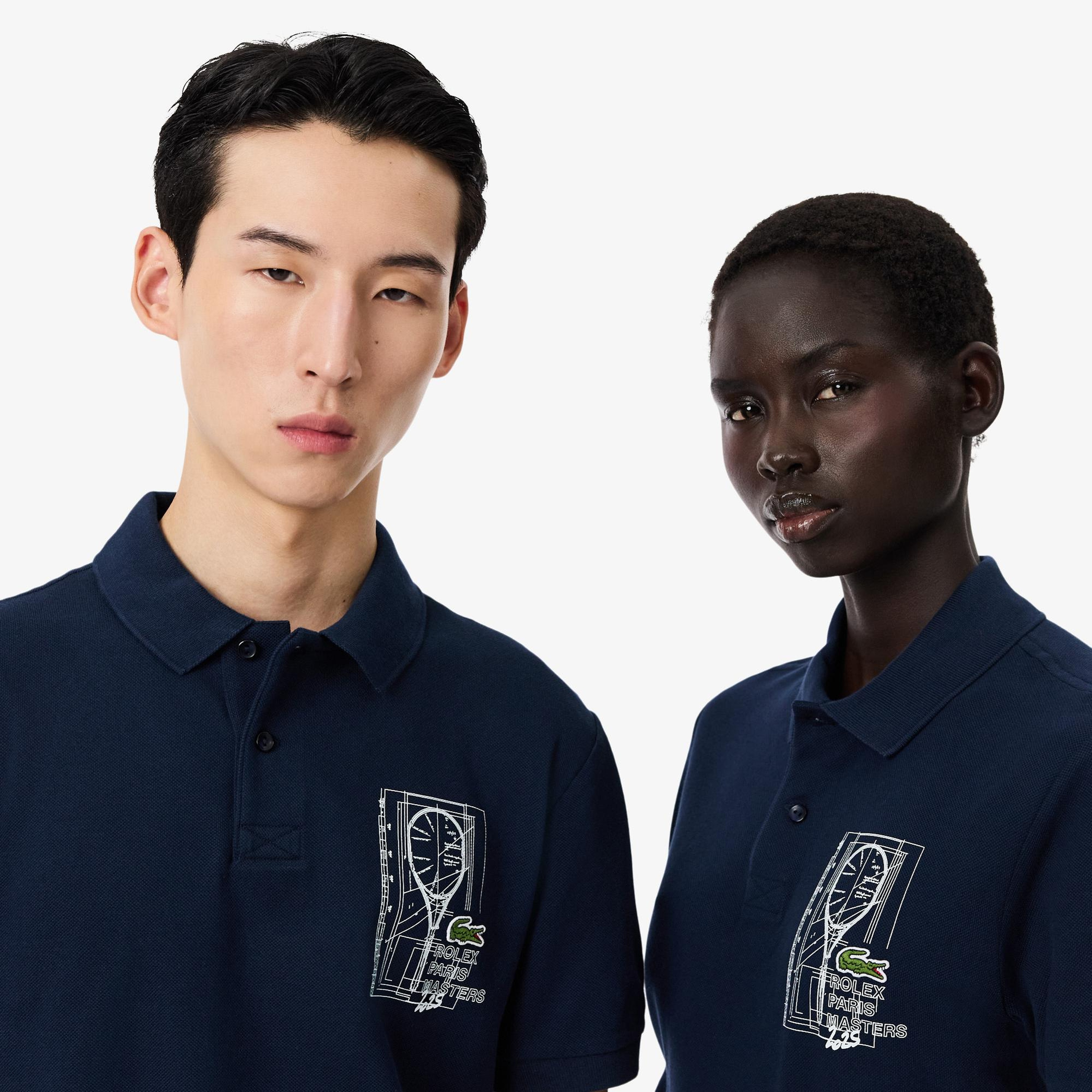 Lacoste Rolex Paris Masters Erkek Regular Fit Baskılı Lacivert Polo