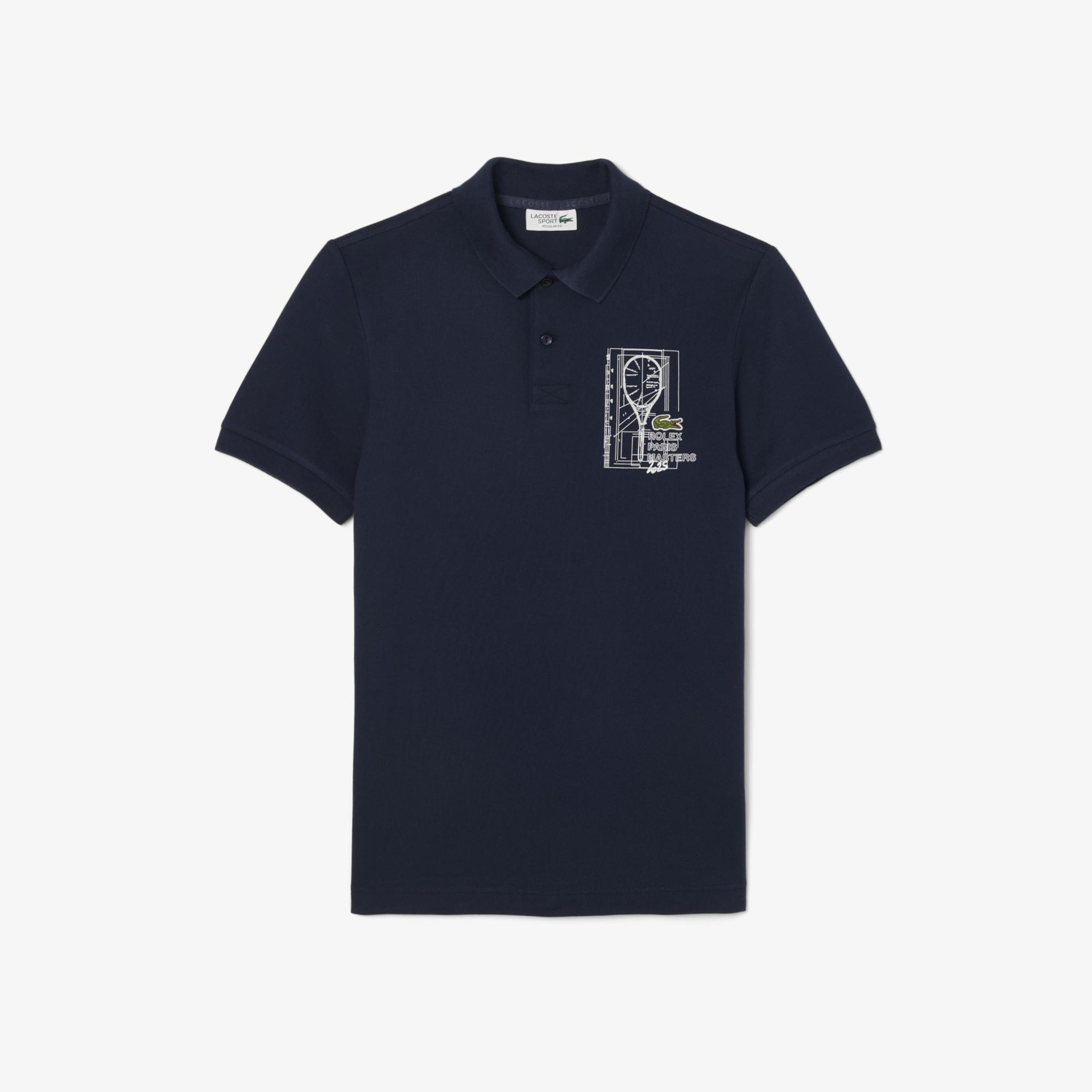 Lacoste Rolex Paris Masters Erkek Regular Fit Baskılı Lacivert Polo