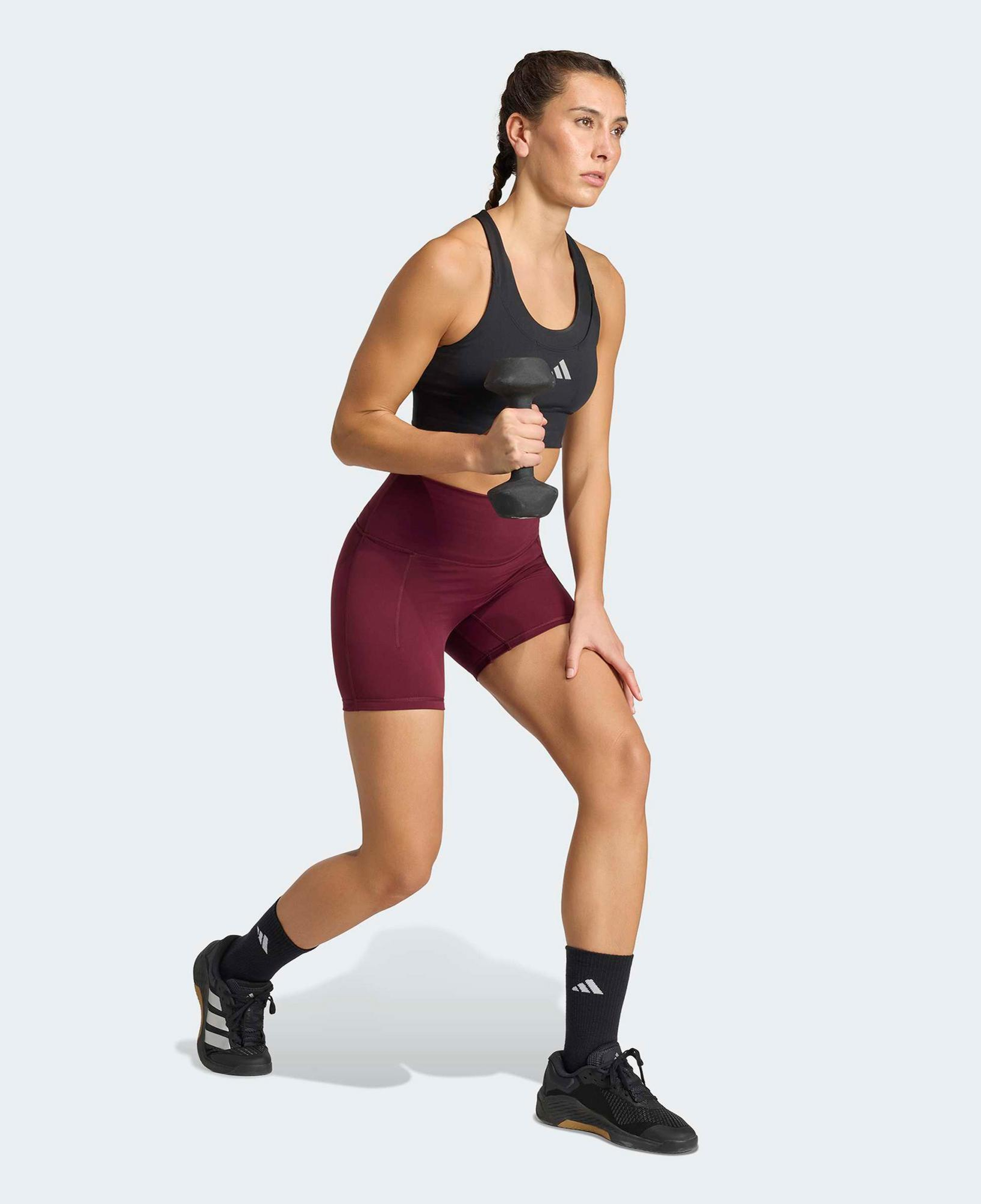 adidas 3-Stripes Studio All Me Booty Kadın Bordo Kısa Tayt