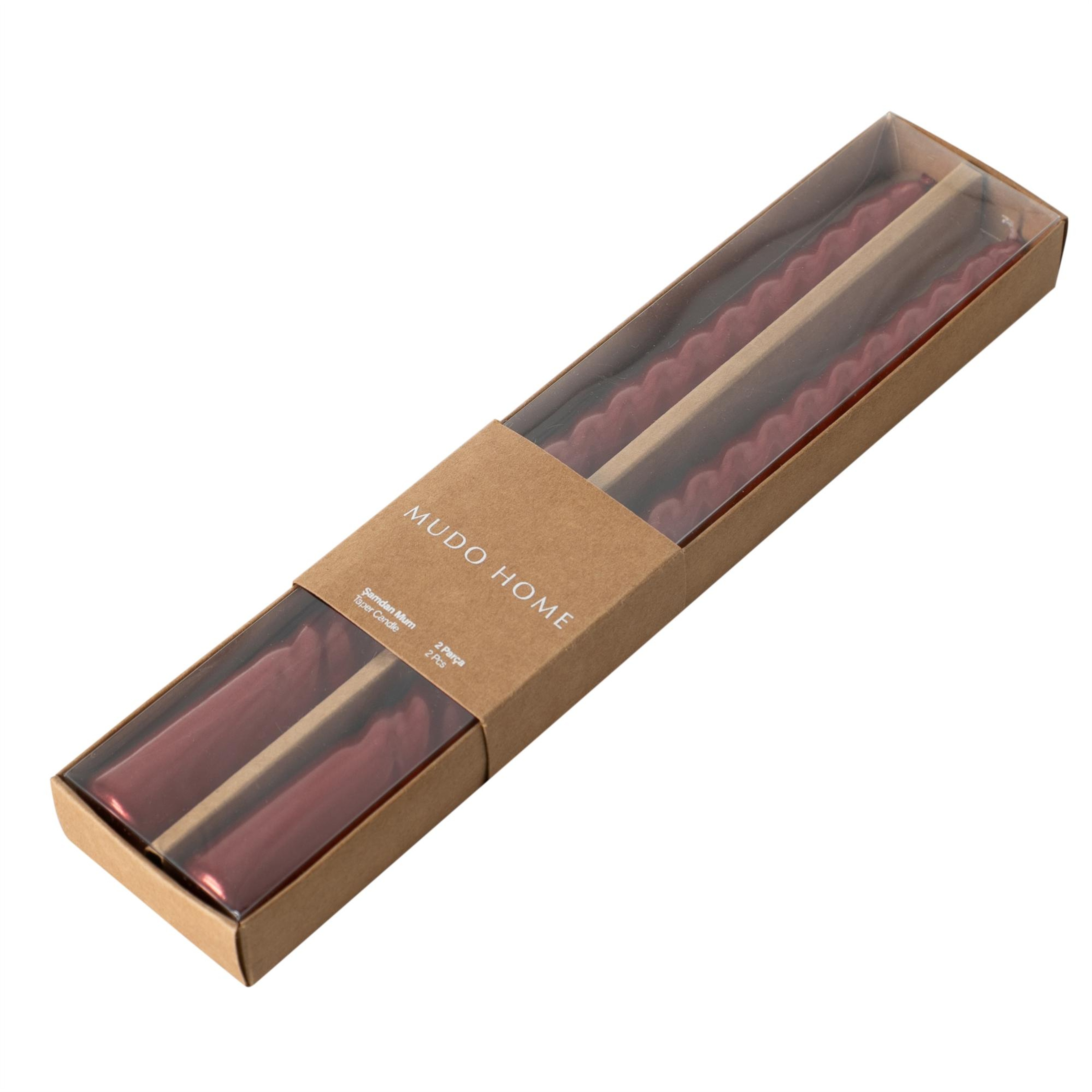 2Lİ BURGULU ŞAMDAN MUM BORDO 25CM