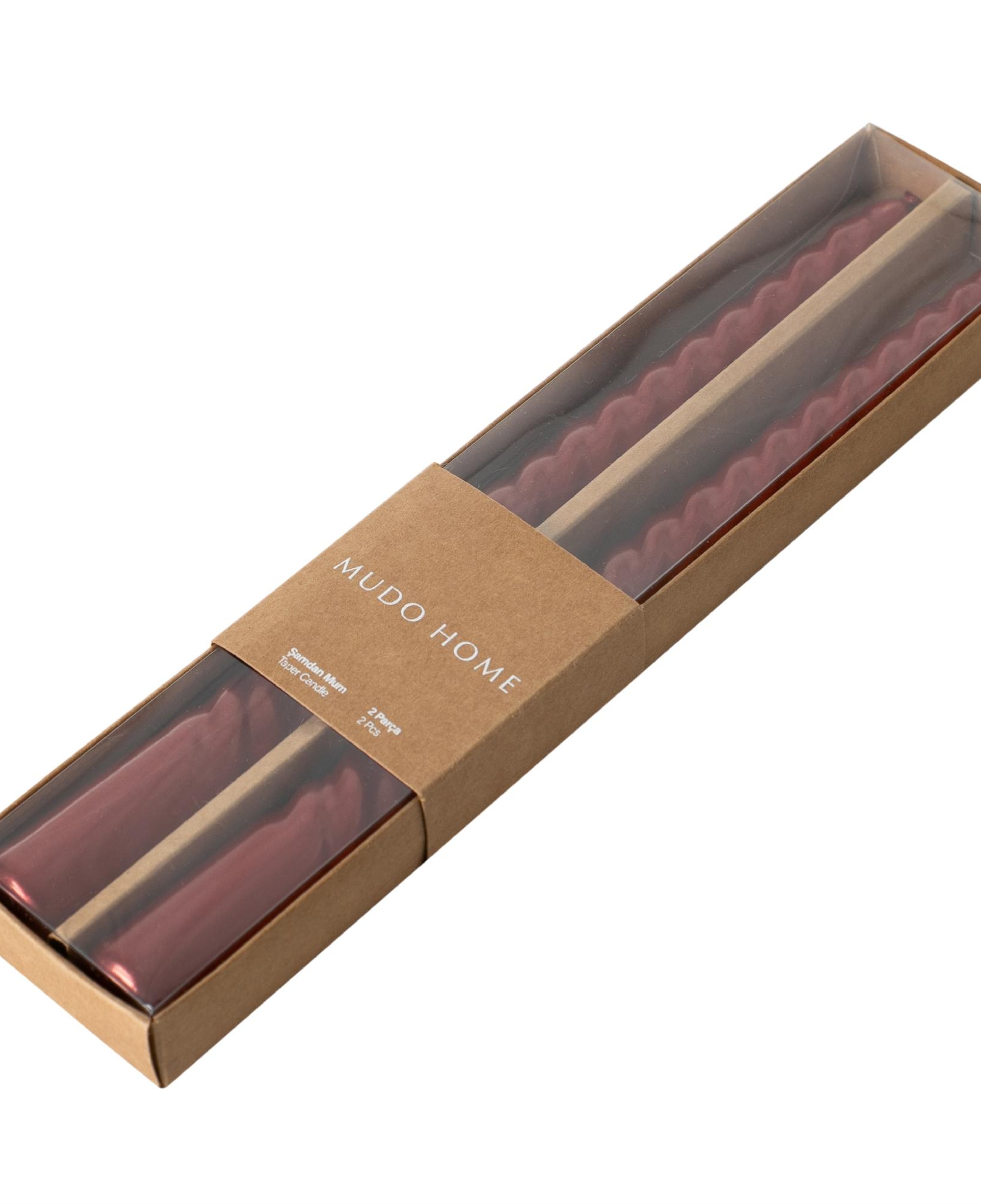 2Lİ BURGULU ŞAMDAN MUM BORDO 25CM