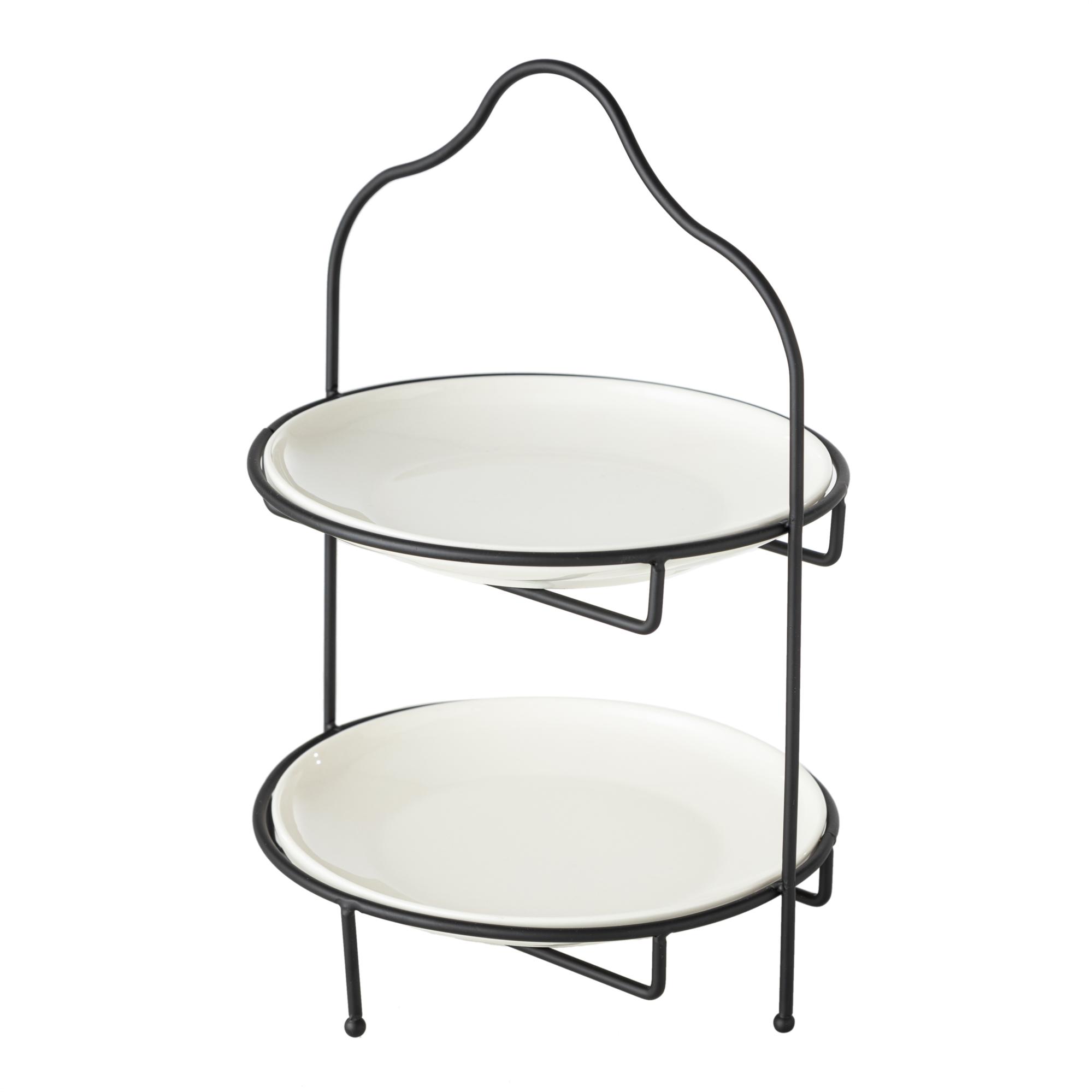 GURME İKİ KATLI SUNUM 22CM - SİYAH