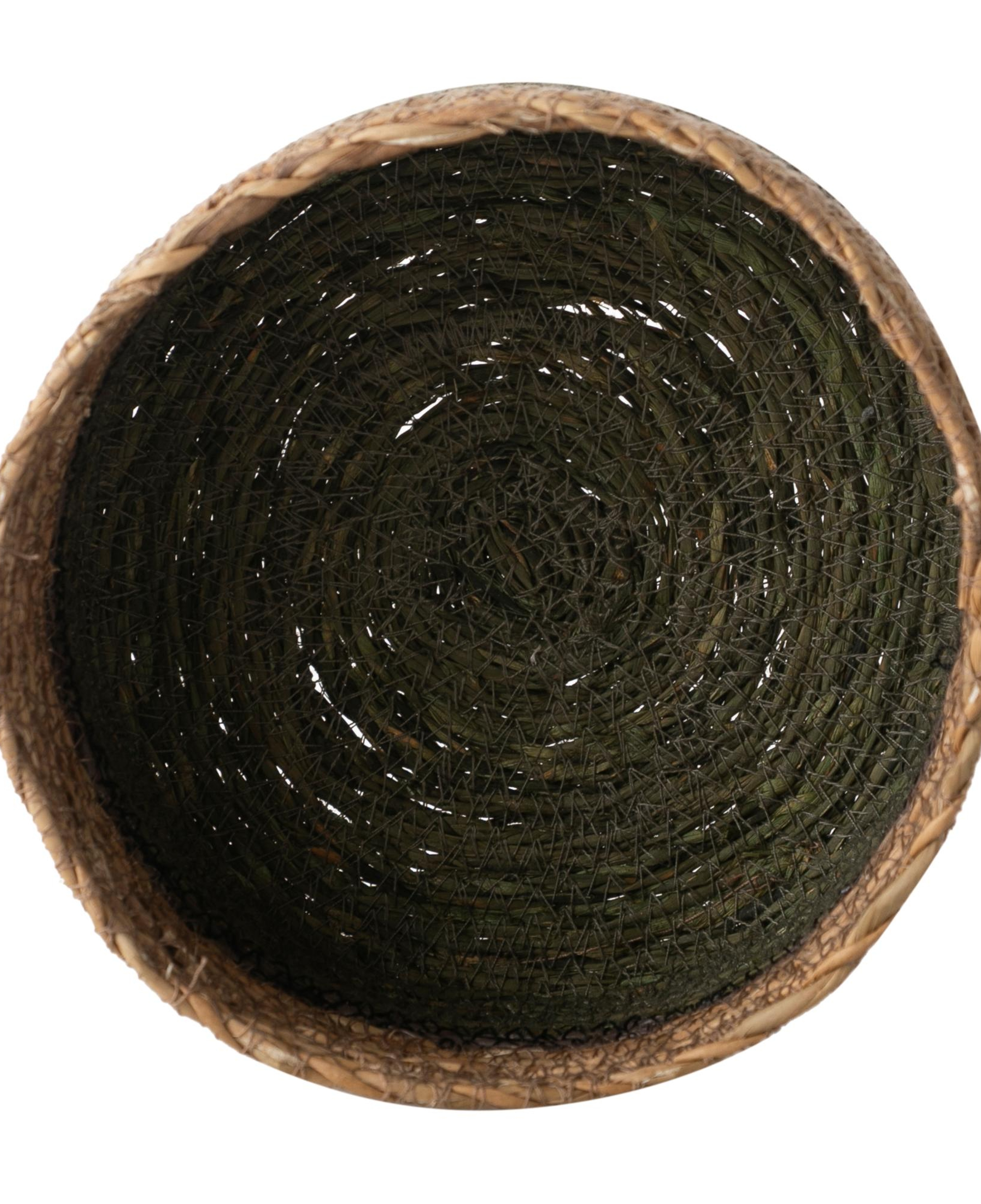 YEŞİL NATÜREL YUVARLAK DÜZ SEPET S 18 CM