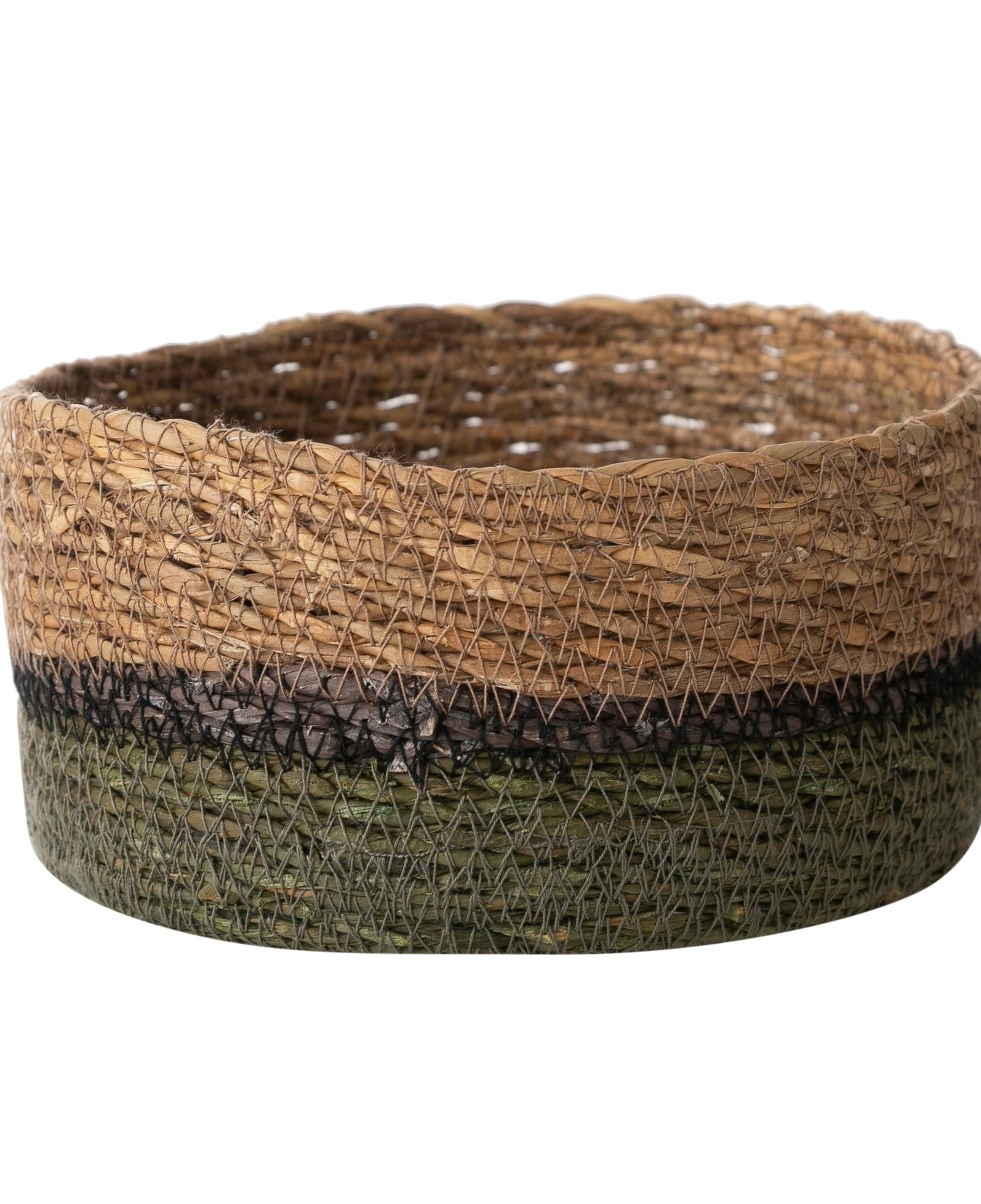 YEŞİL NATÜREL YUVARLAK DÜZ SEPET S 18 CM