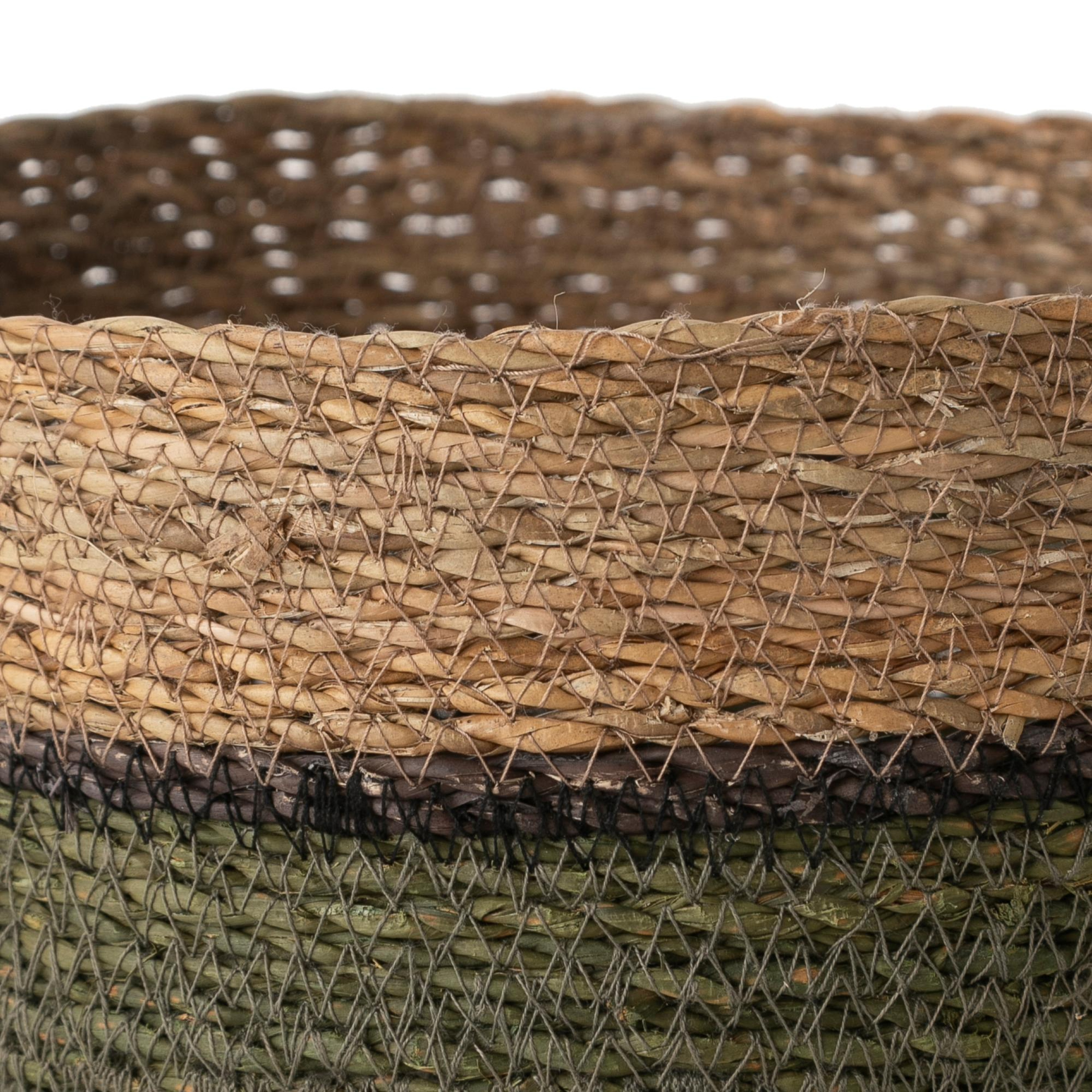 YEŞİL NATÜREL YUVARLAK DÜZ SEPET L 25 CM