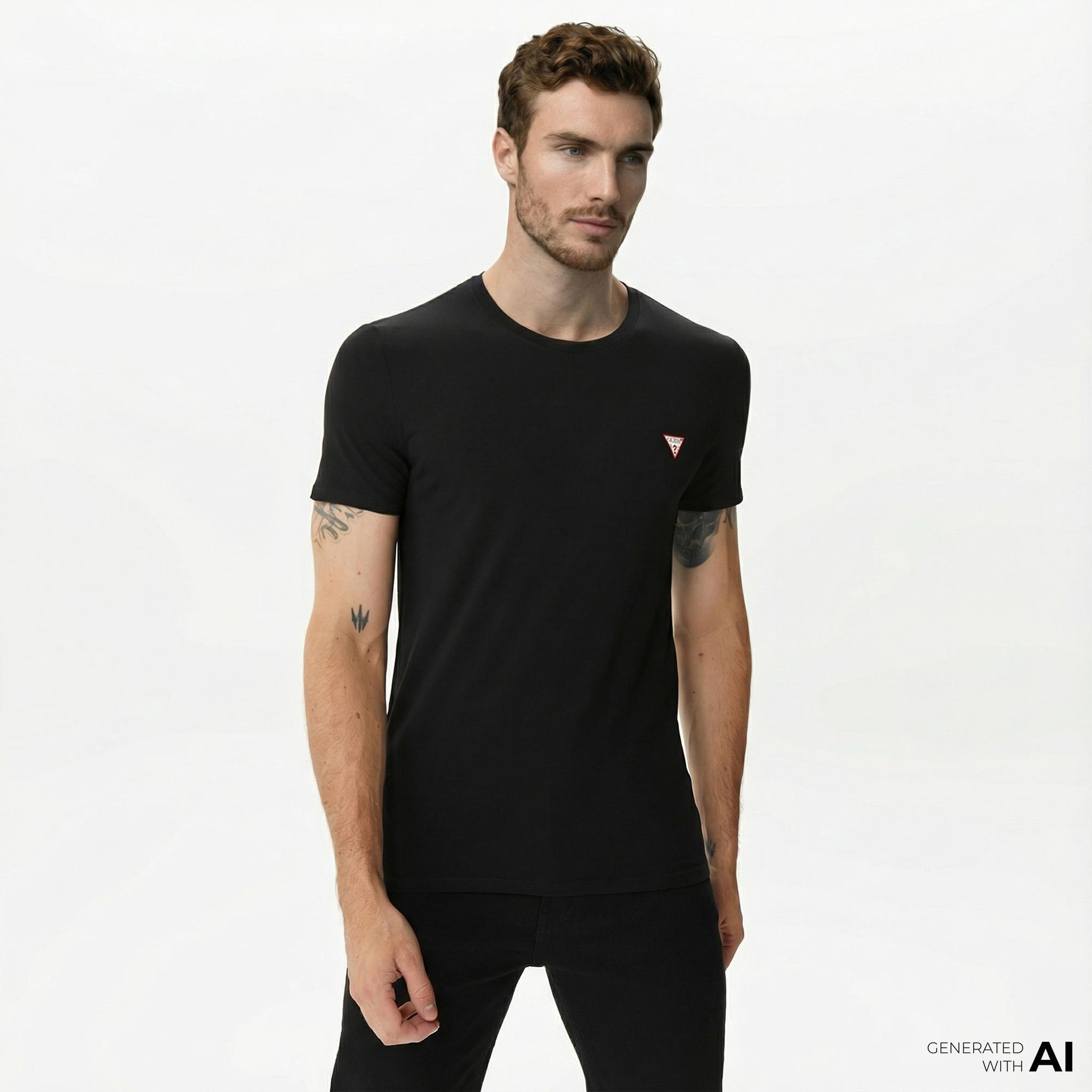 Guess Organic Stretch Jersey Erkek Siyah T-Shirt