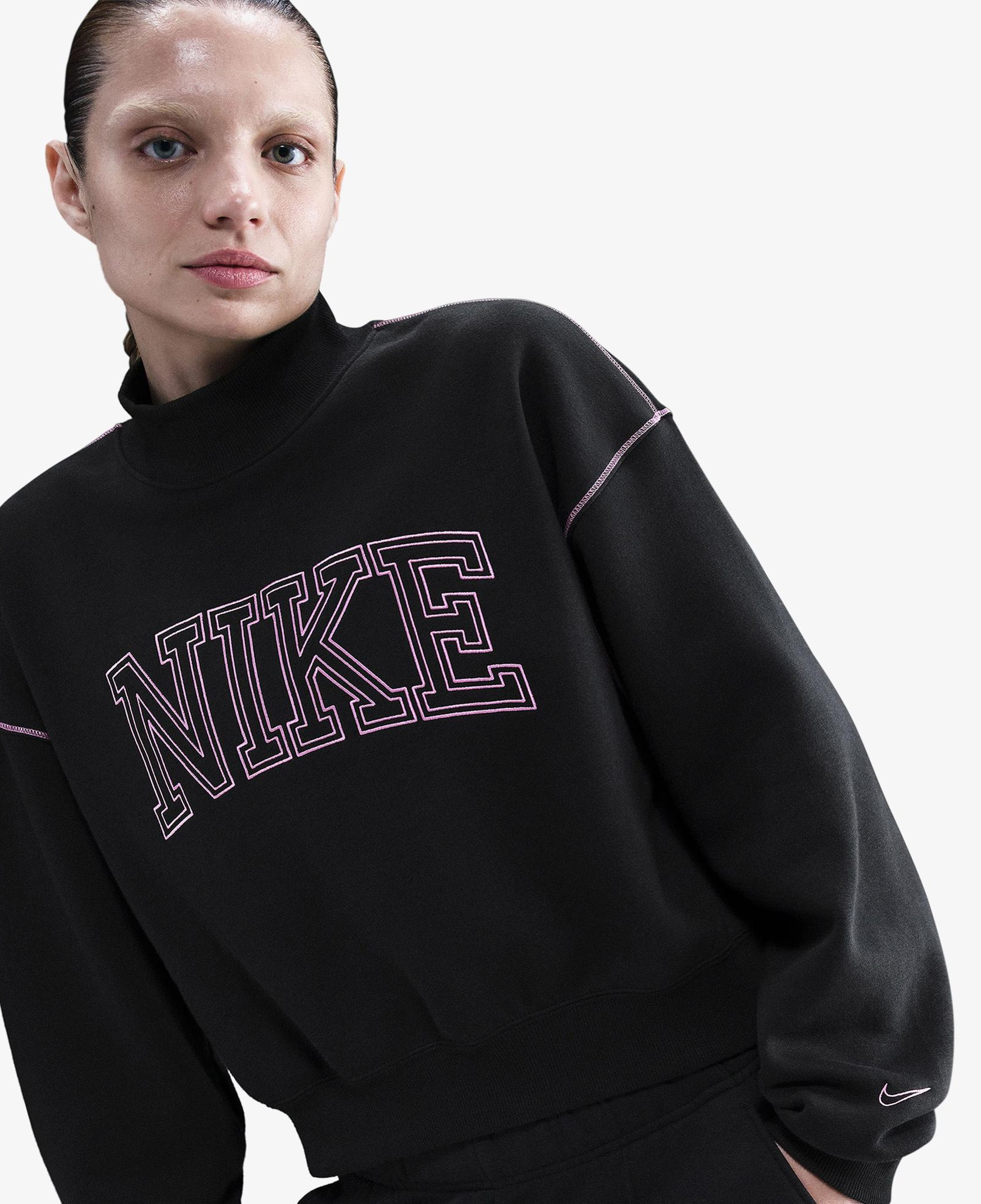 Nike Sportswear Phoenix Fleece Logo Kadın Siyah Sweatshirt