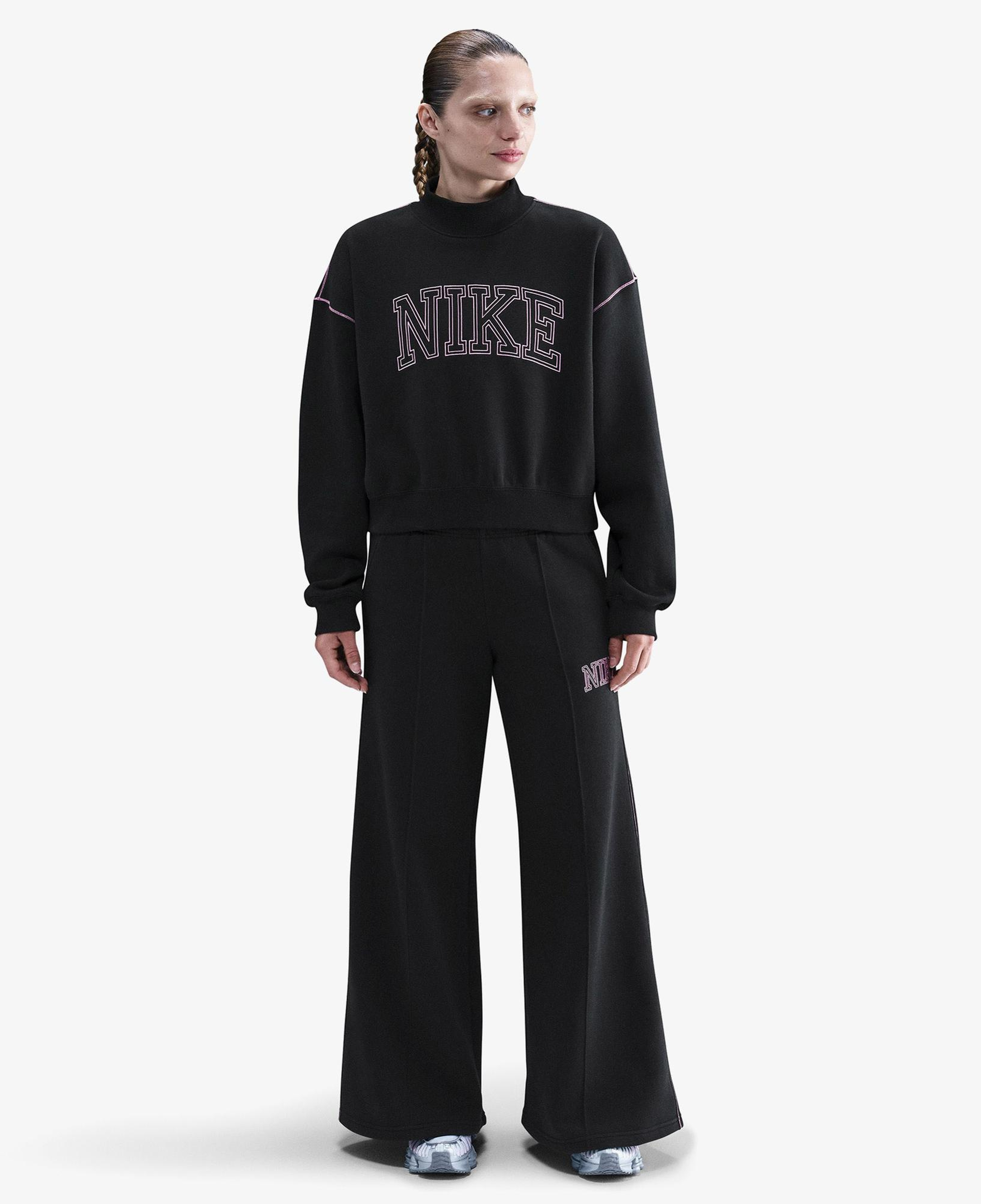 Nike Sportswear Phoenix Fleece Logo Kadın Siyah Sweatshirt