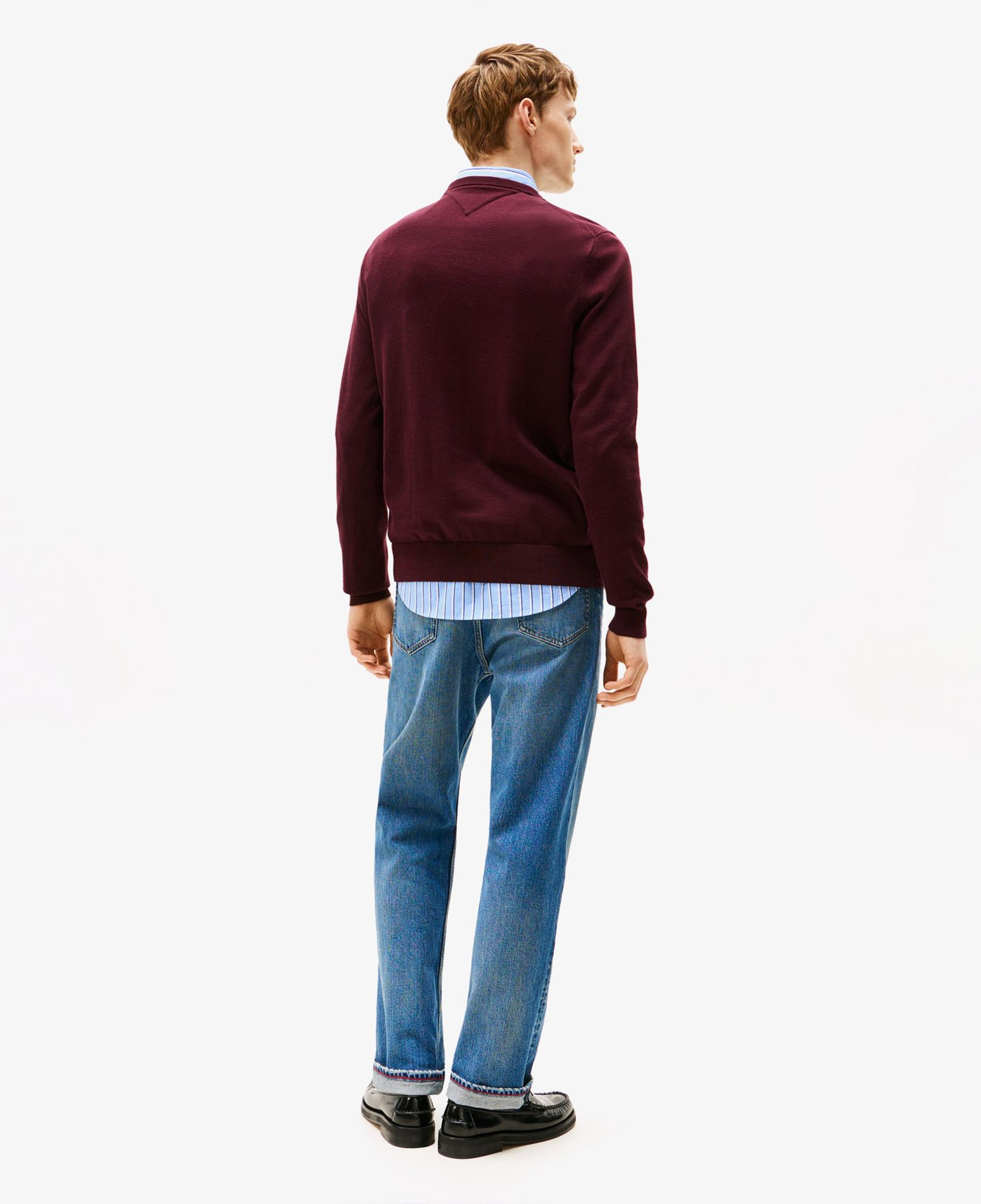 Tommy Hilfiger Essential Cotton Yuvarlak Yaka Erkek Bordo Kazak