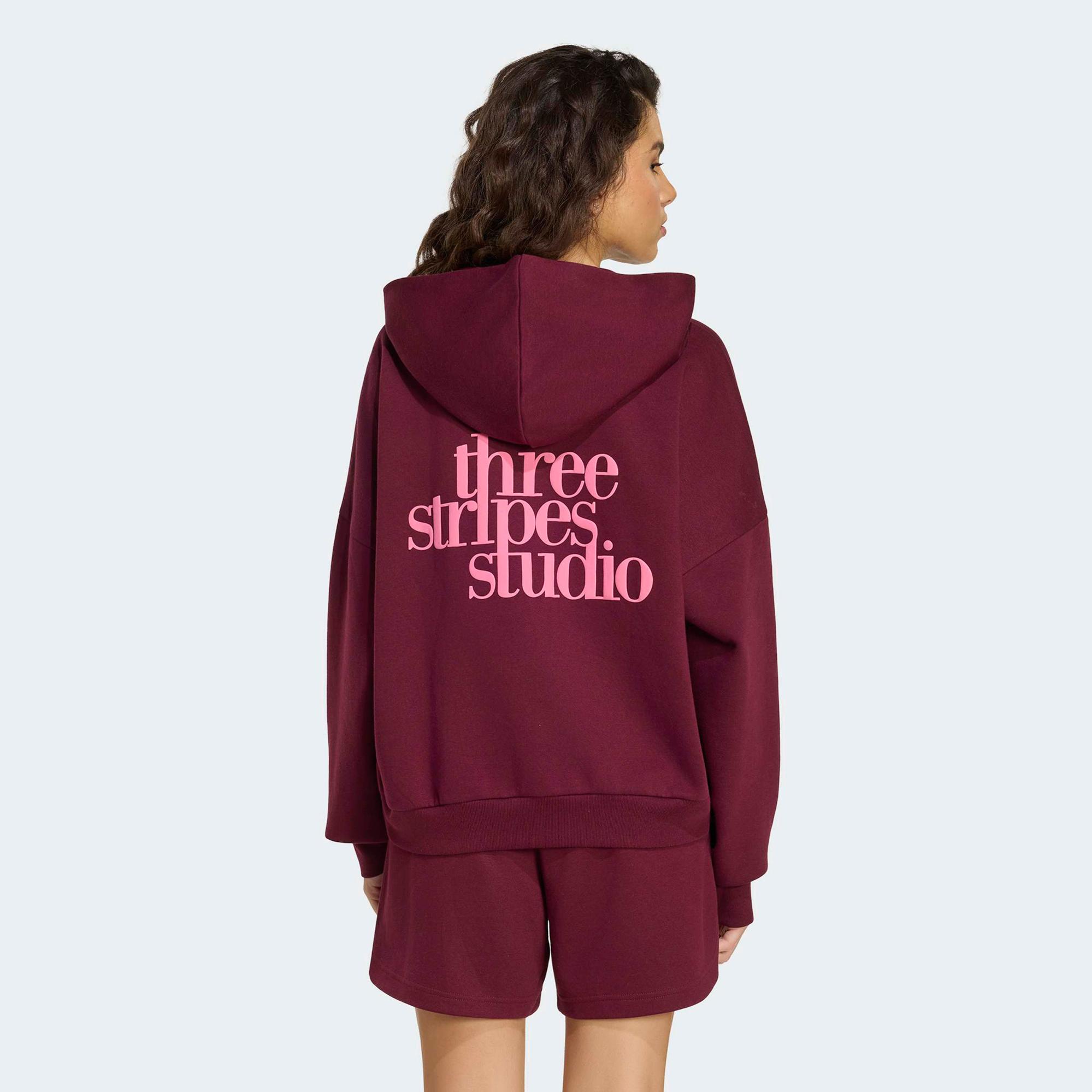 adidas 3-Stripes Studio Kadın Bordo Hoodie