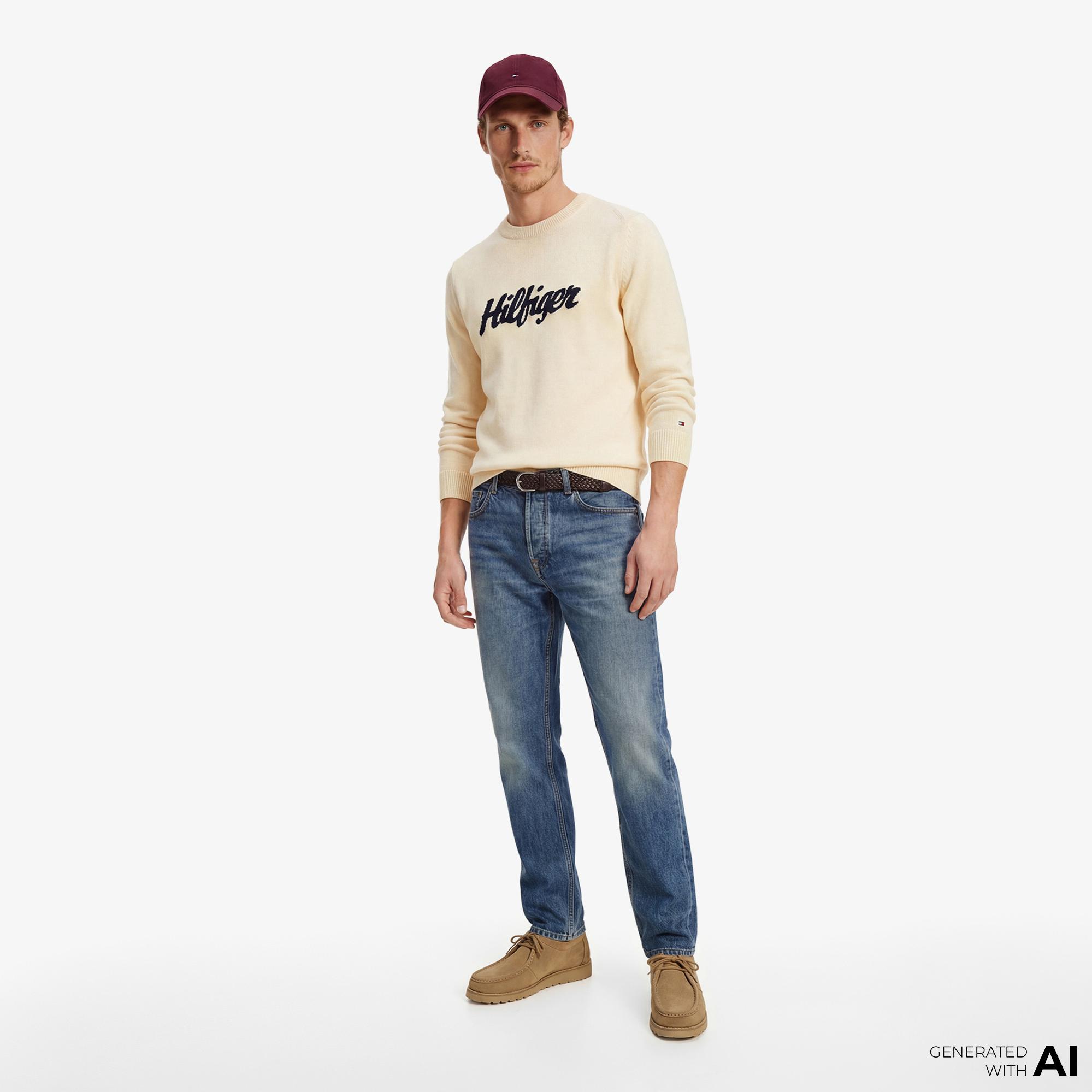 Tommy Hilfiger Seasonal Graphic Erkek Bej Triko