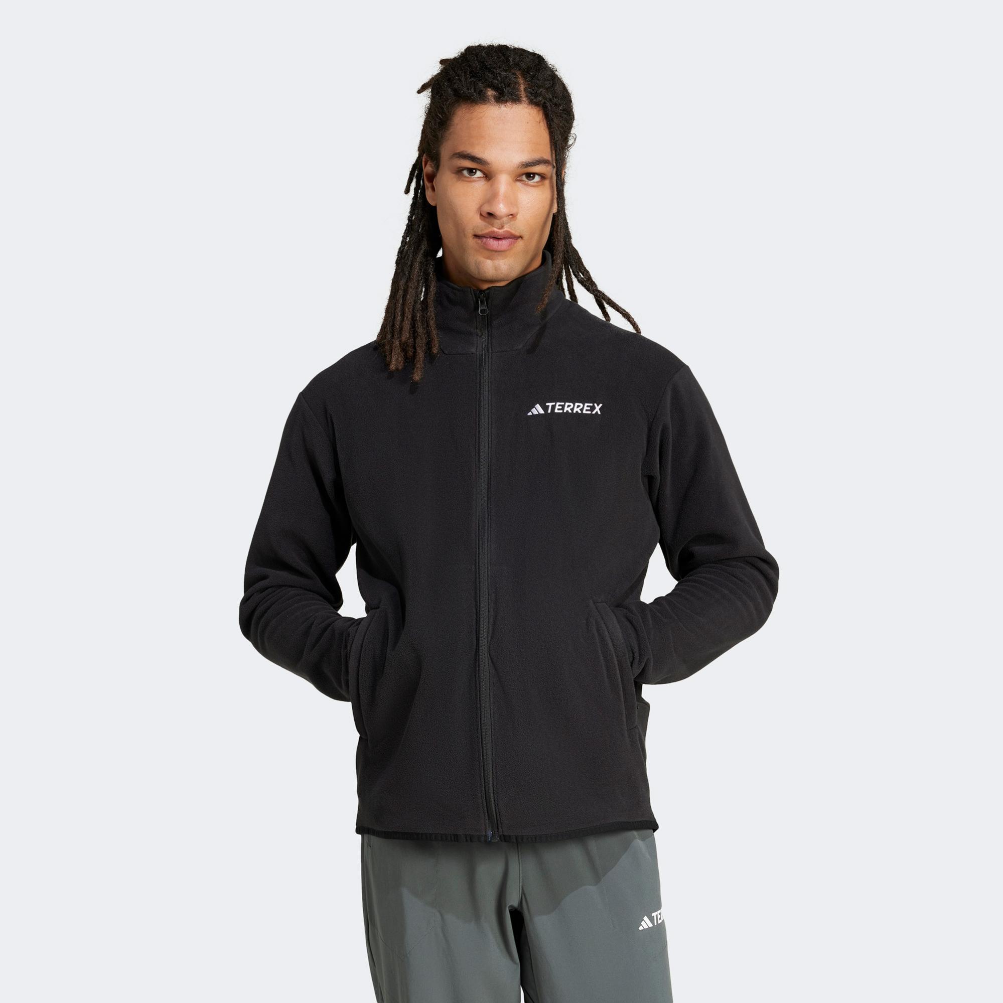 adidas Mountain Essentials Full-Zip Fleece Erkek Siyah Polar