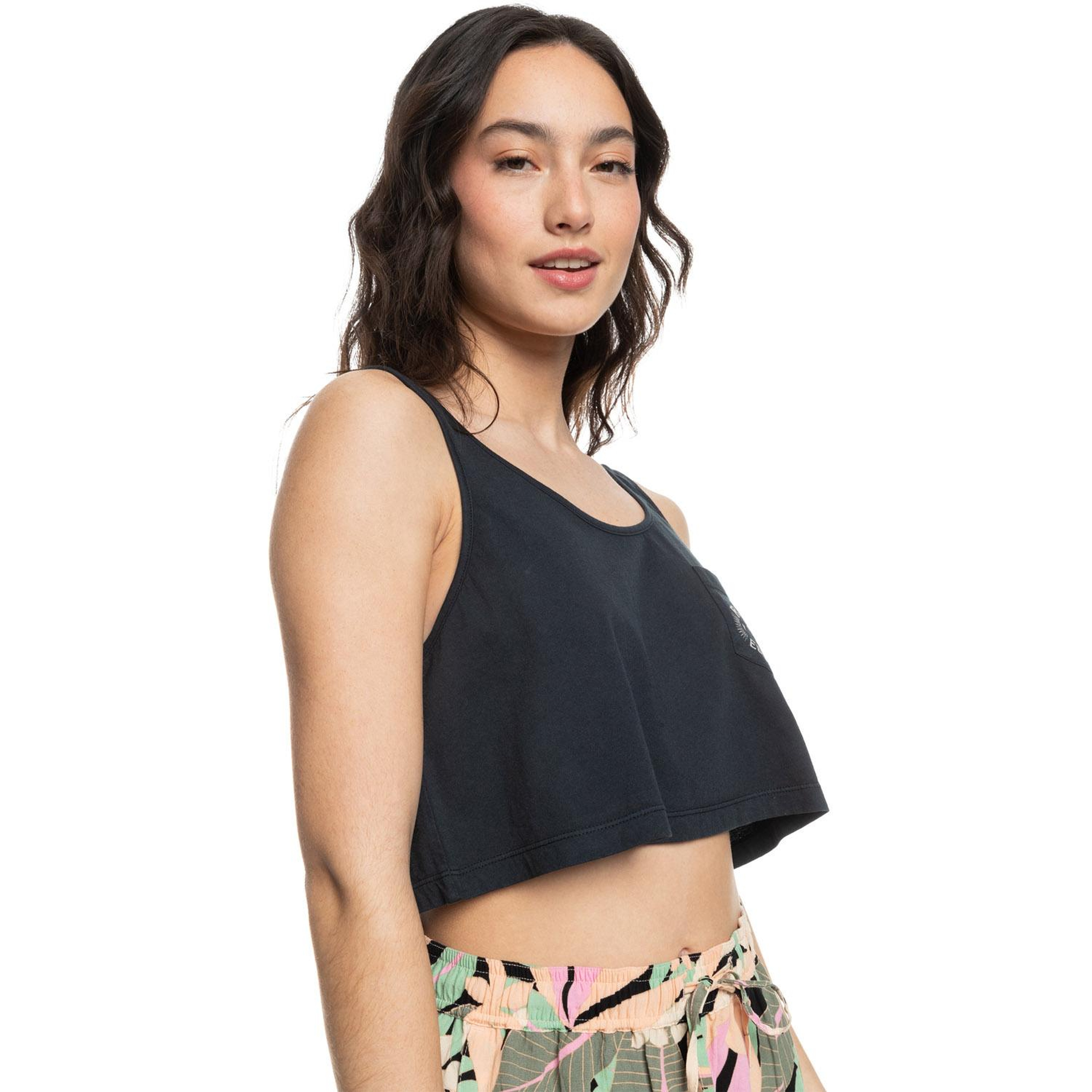 Roxy Crop Summer A Kadın Siyah Tişört