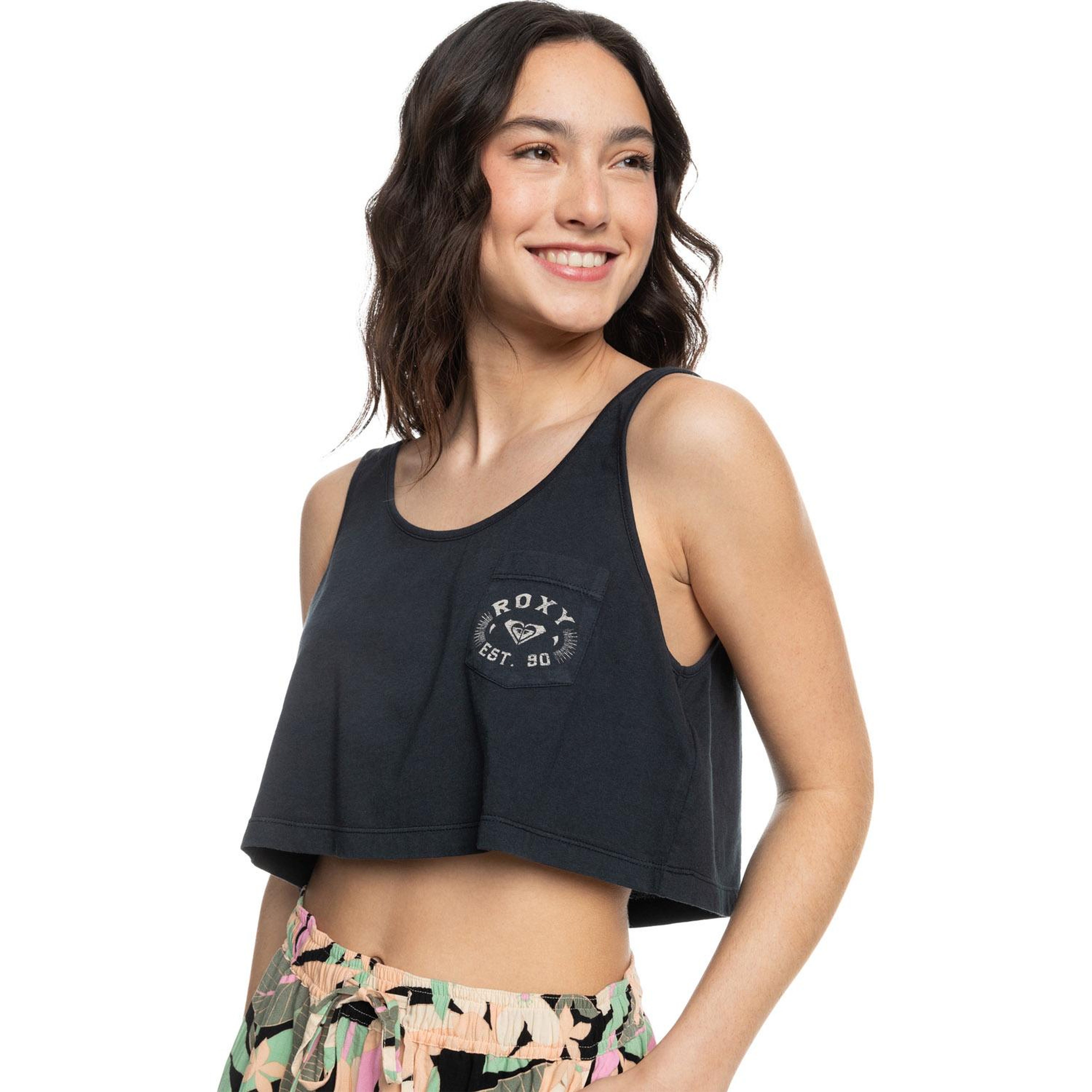 Roxy Crop Summer A Kadın Siyah Tişört