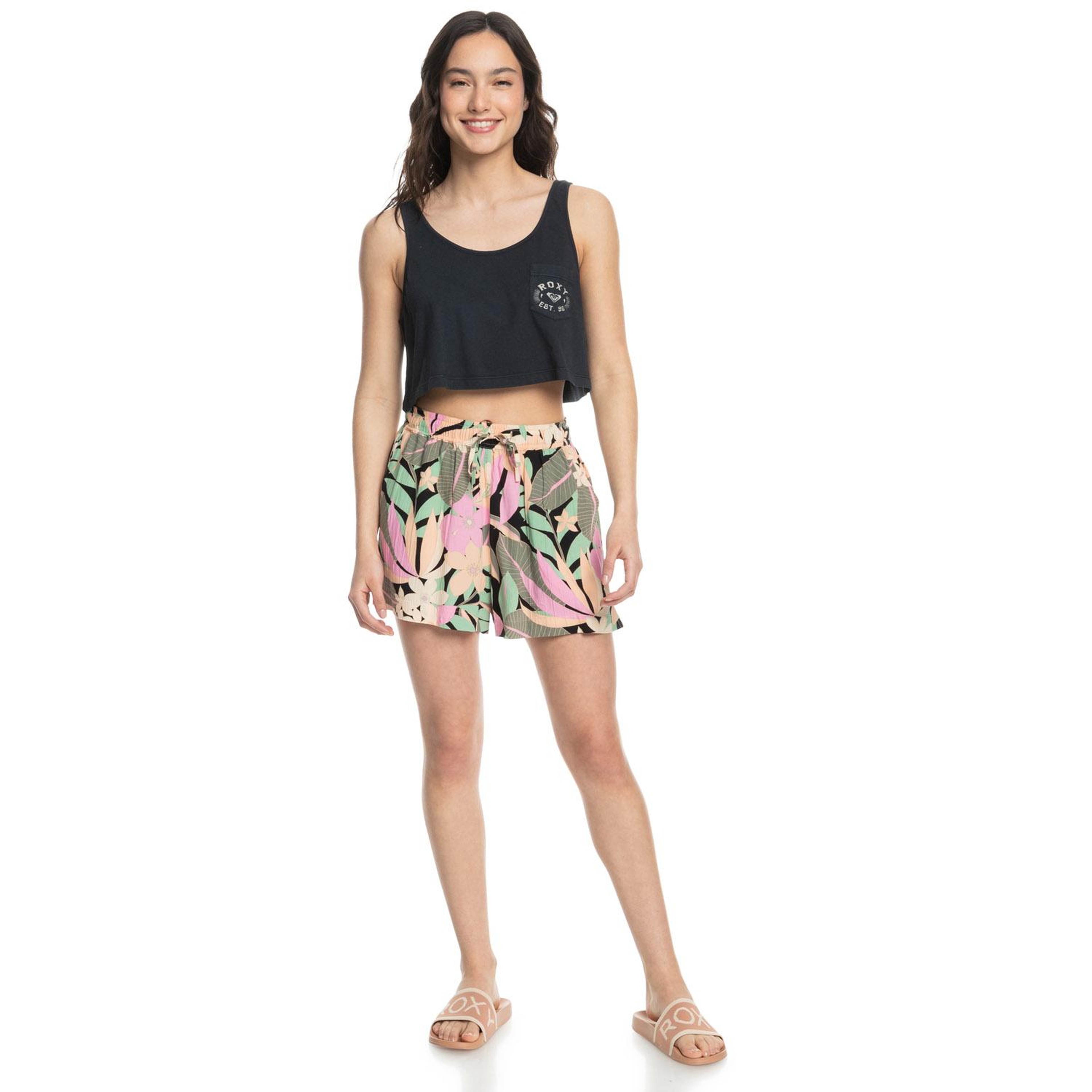 Roxy Crop Summer A Kadın Siyah Tişört