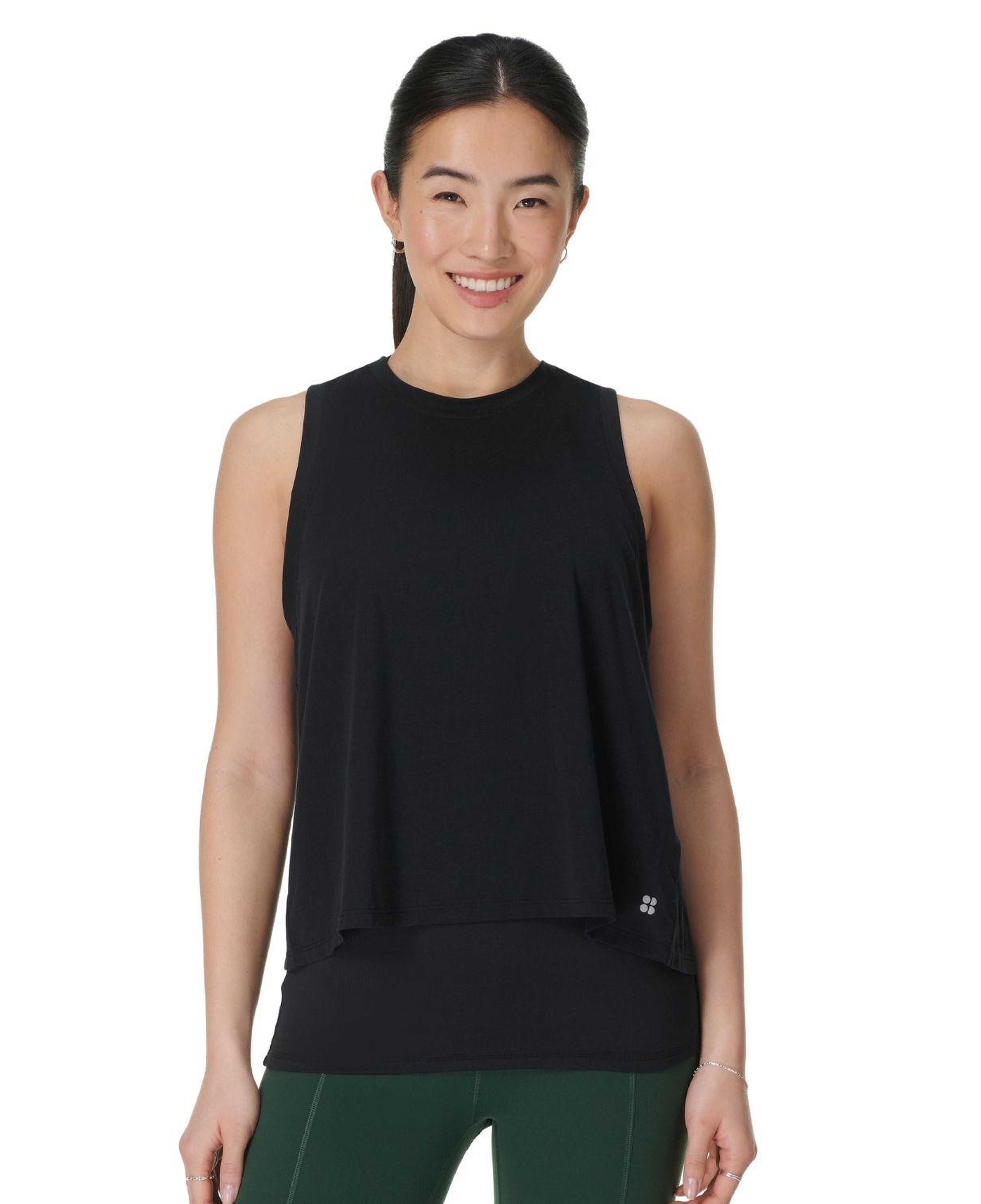 Sweaty Betty Soft Flow Double Up Tank Kadın Siyah Fitness Bra