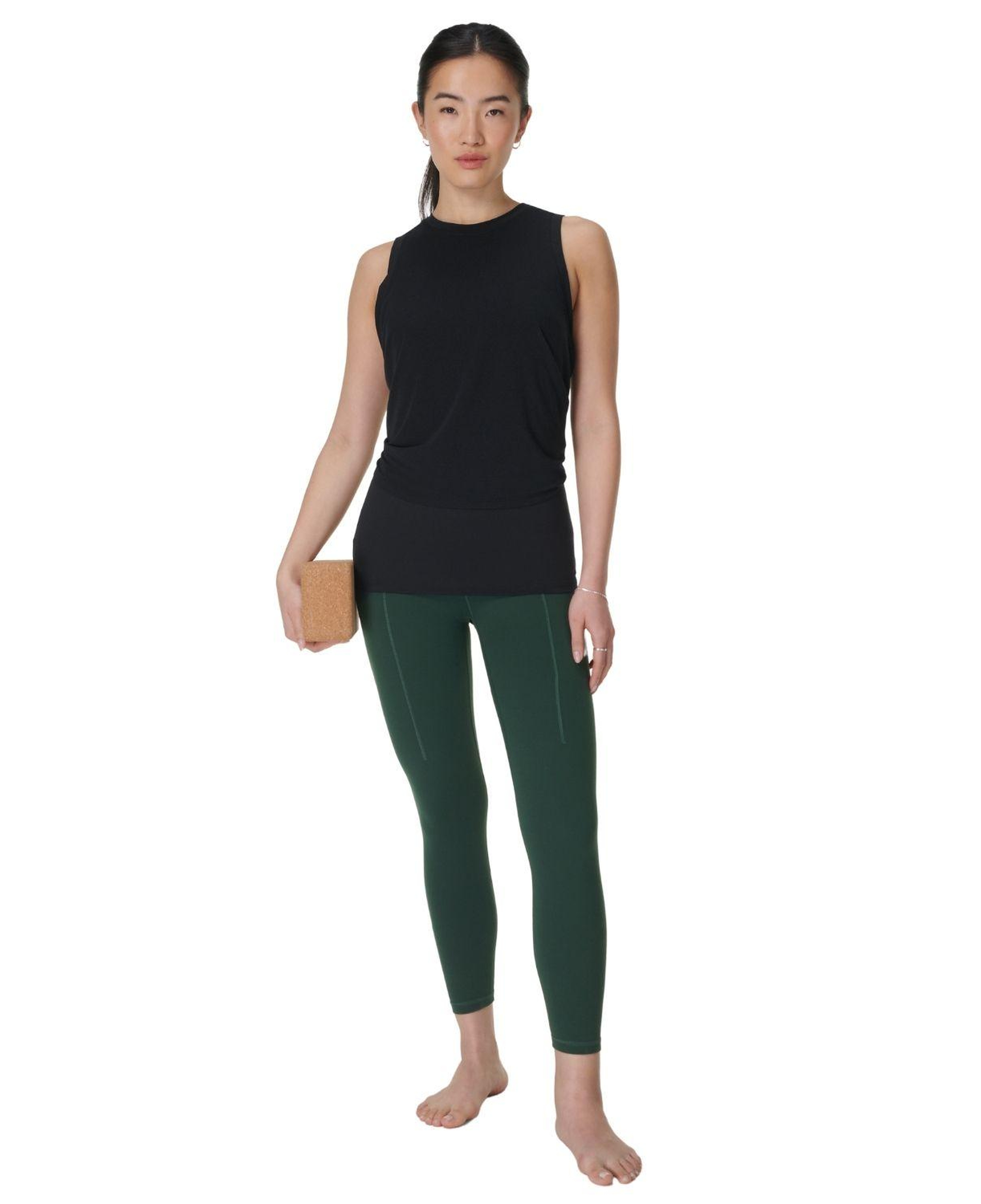 Sweaty Betty Soft Flow Double Up Tank Kadın Siyah Fitness Bra