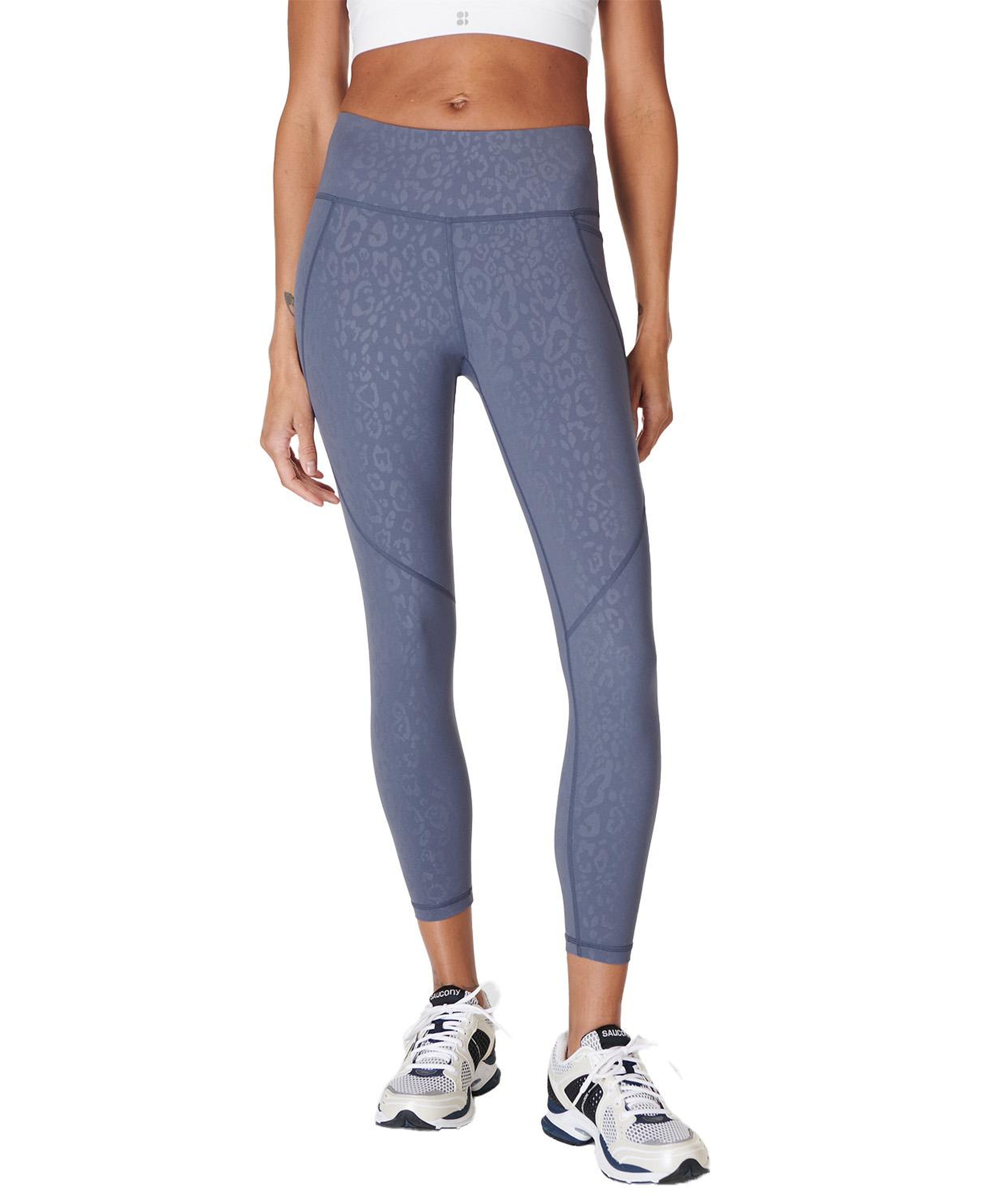 Sweaty Betty Power 7/8 Emboss Workout Legging Kadın Mavi Fitness Tayt