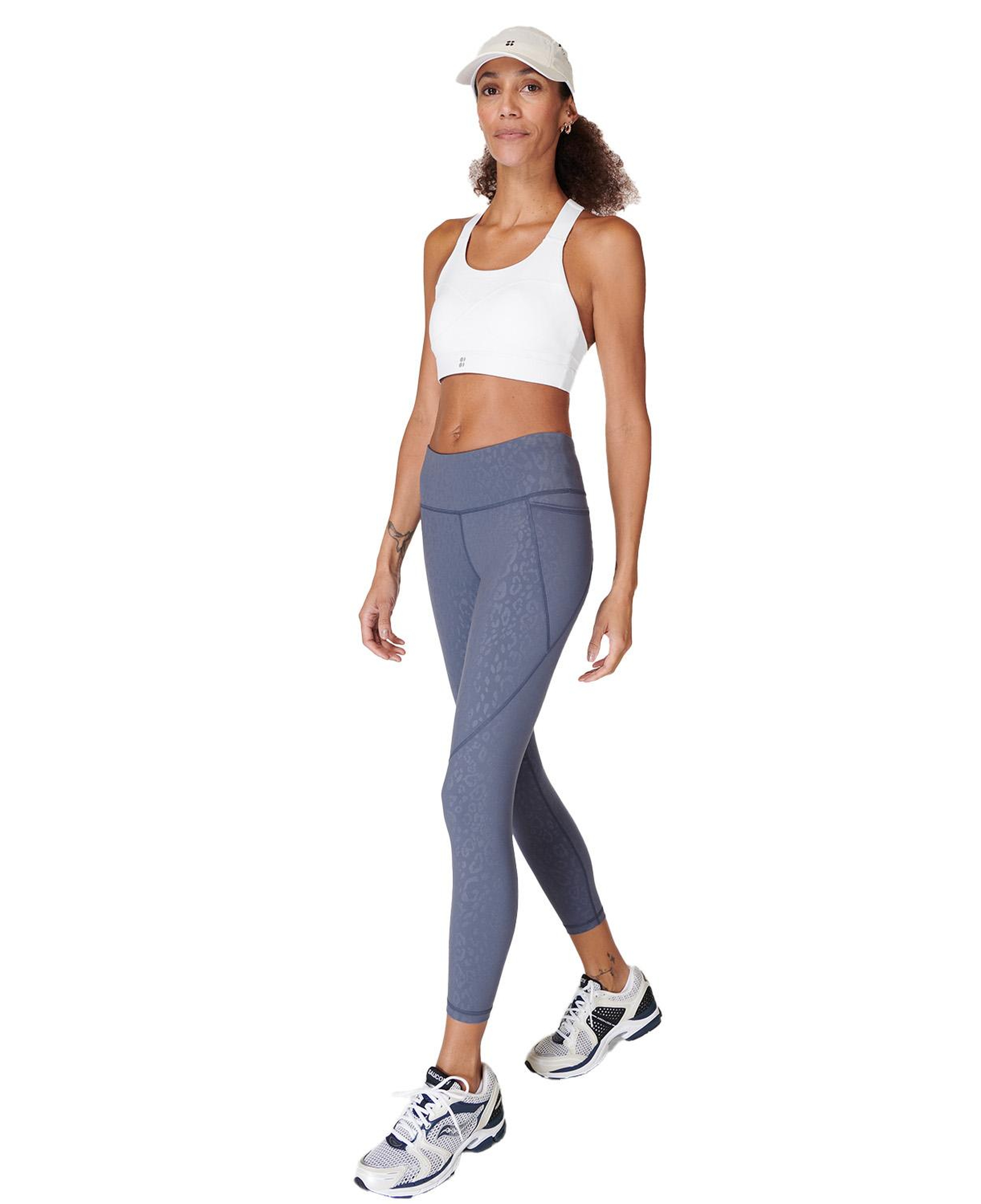 Sweaty Betty Power 7/8 Emboss Workout Legging Kadın Mavi Fitness Tayt