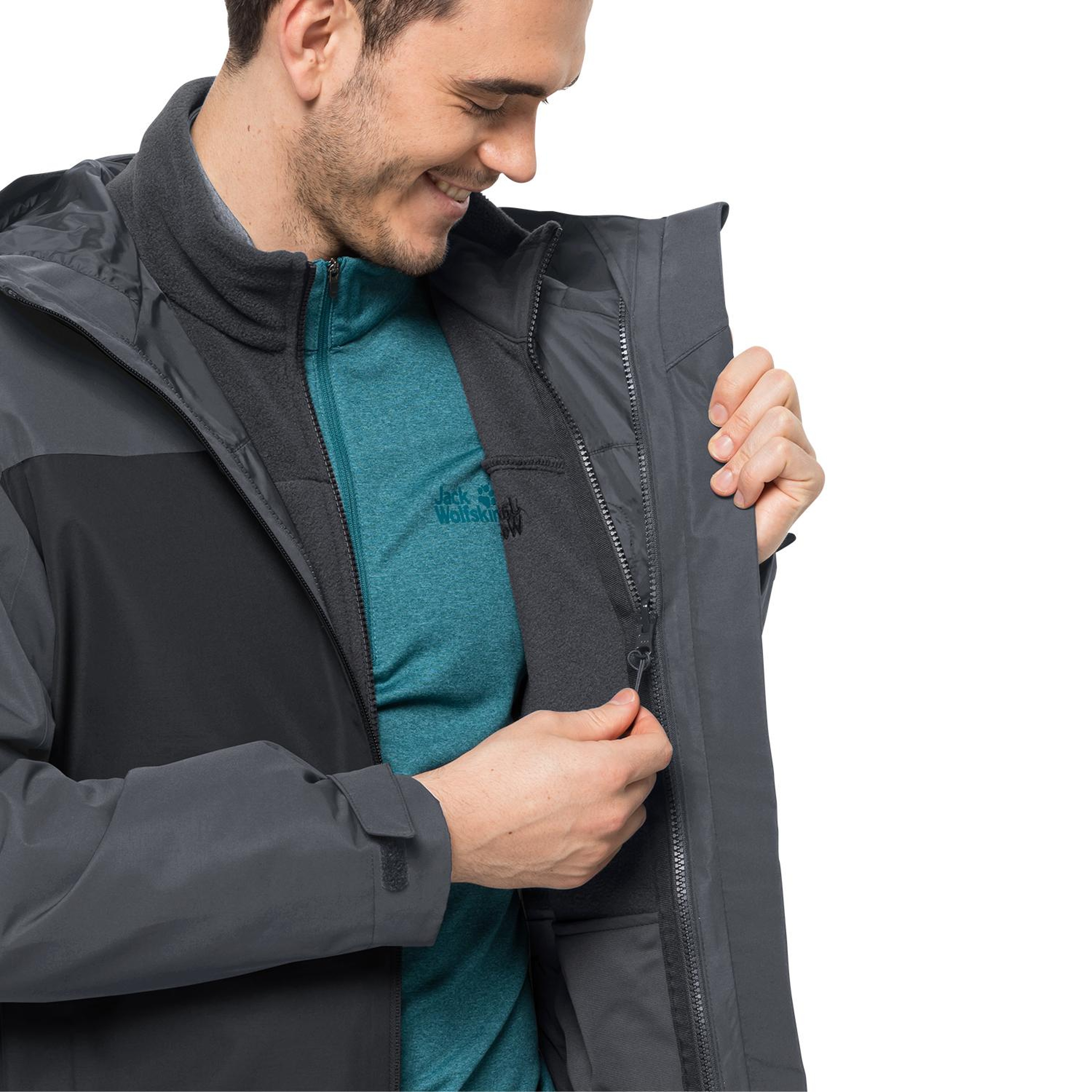 Jack Wolfskin Taubenberg 3in1 Erkek Gri Outdoor Ceketi