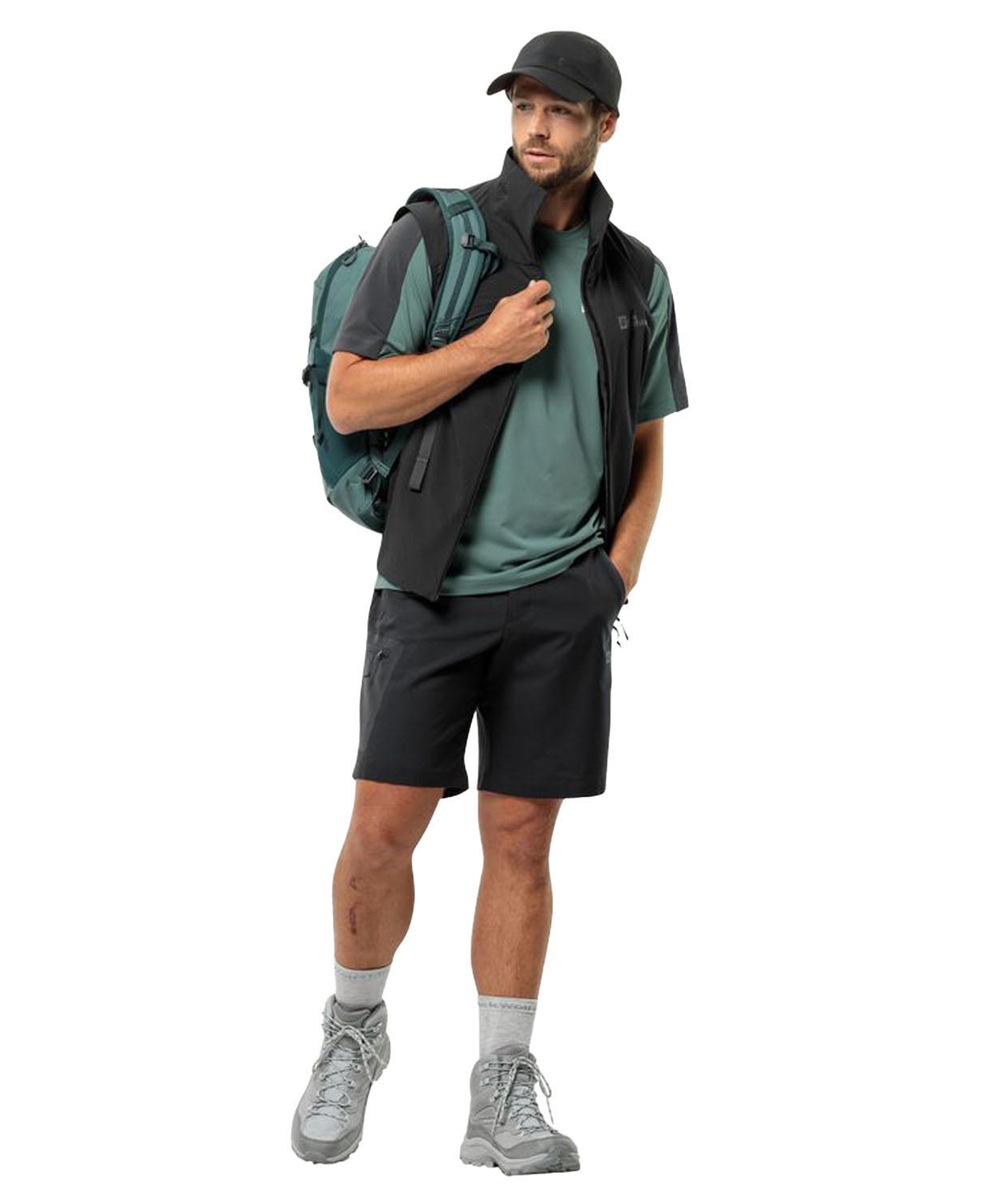 Jack Wolfskin Active Track Shorts Erkek Gri Şort
